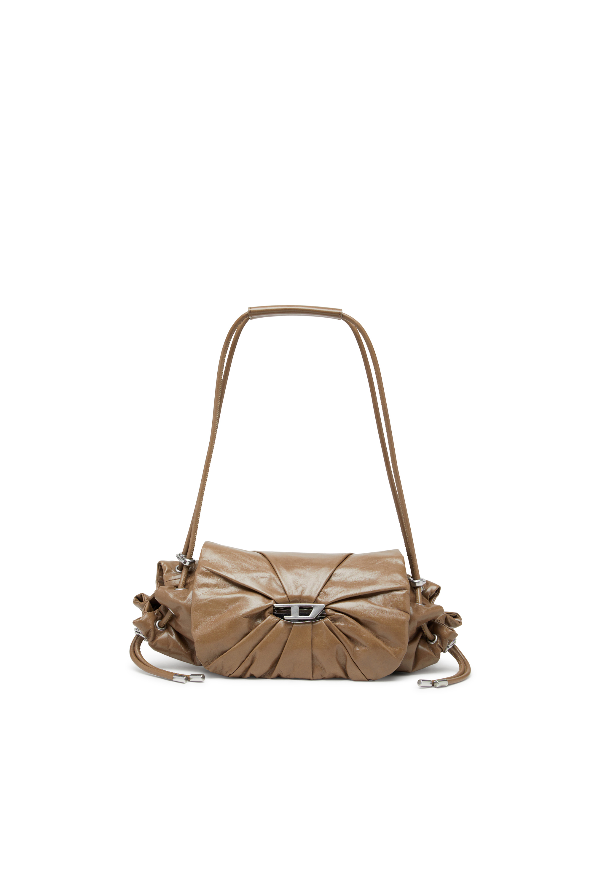 Diesel - SCRUNCH-D SHOULDER S, Woman's Scrunch-D S-Shoulder bag in scrunched leather in Brown - 1