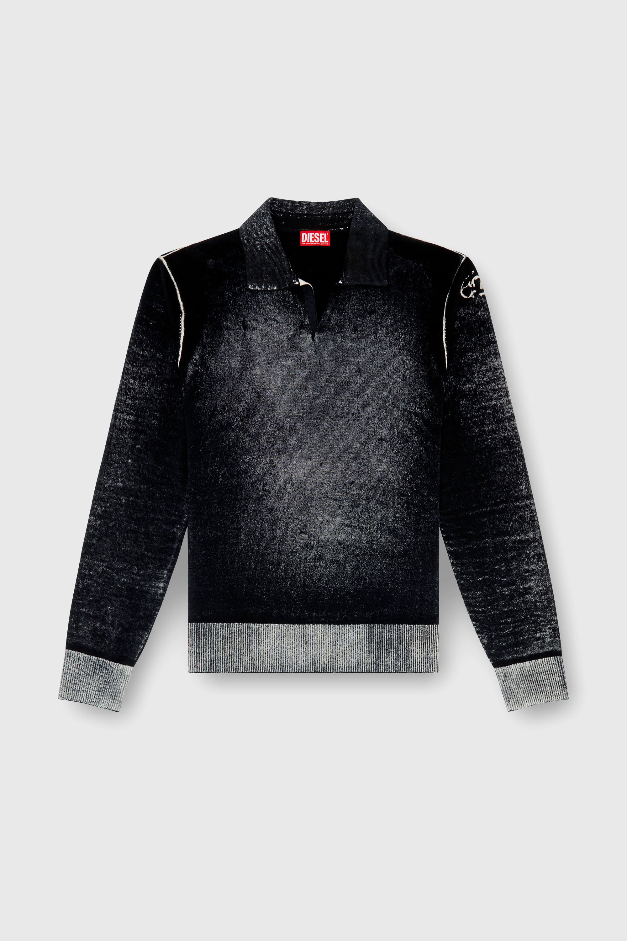 Diesel - K-LORENZO, Man's Reverse-print polo jumper in Black - 2