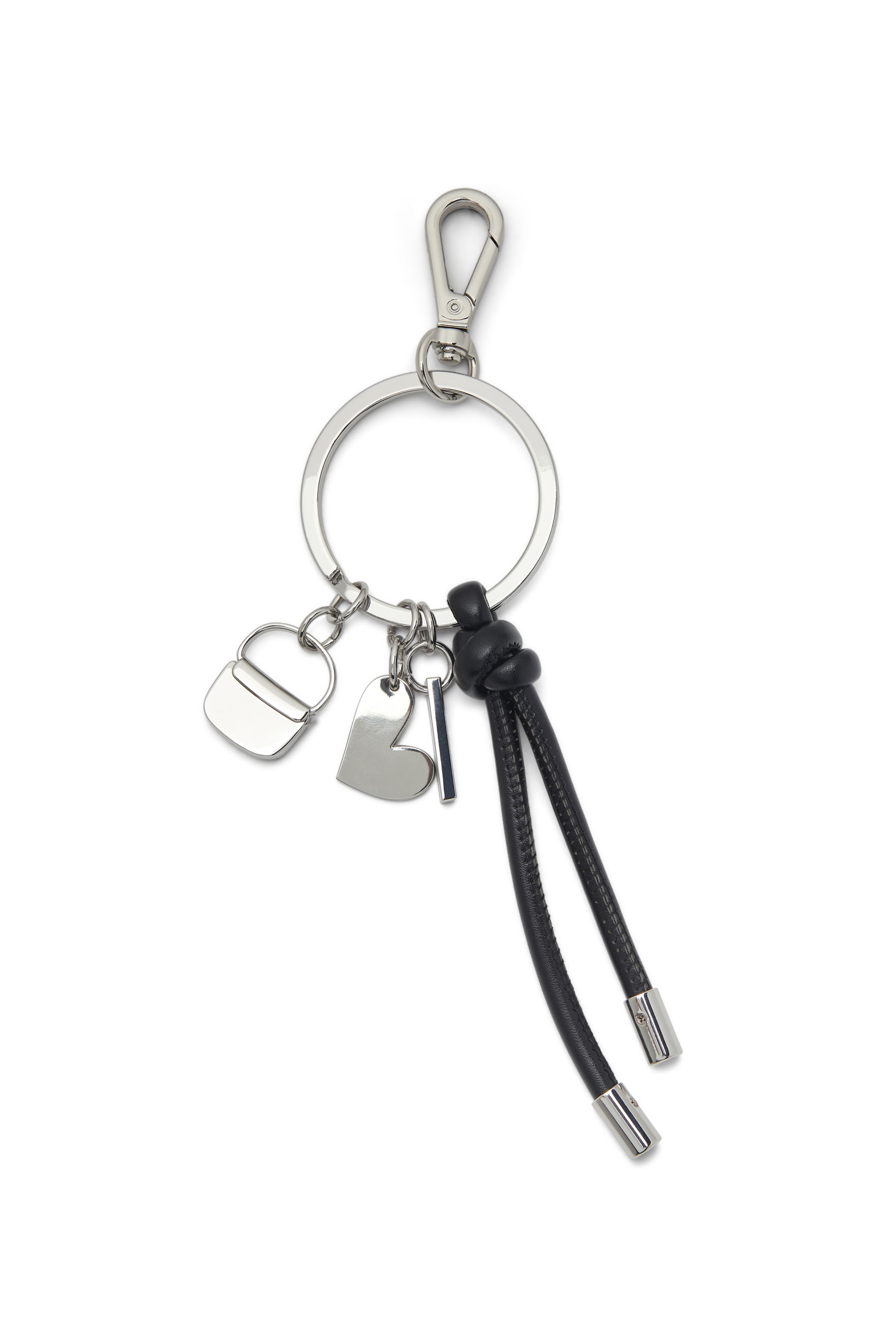 Diesel - MULTI III, Woman's Keyring charm with heart and bag pendants in Silver/Black - 2