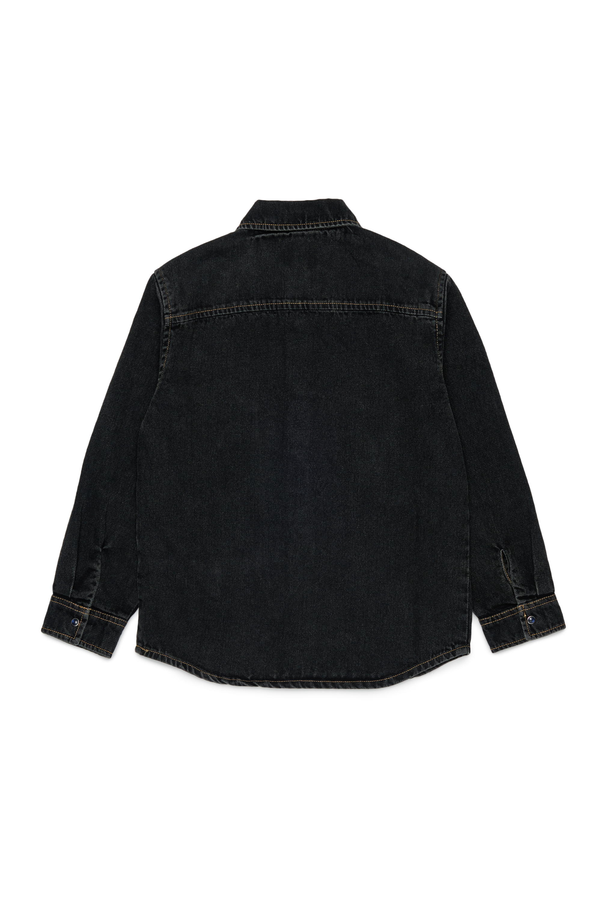 Diesel - CSIMPLY-OVER, Man's Denim shirt with D logo embroidery in Black/Dark grey - 2