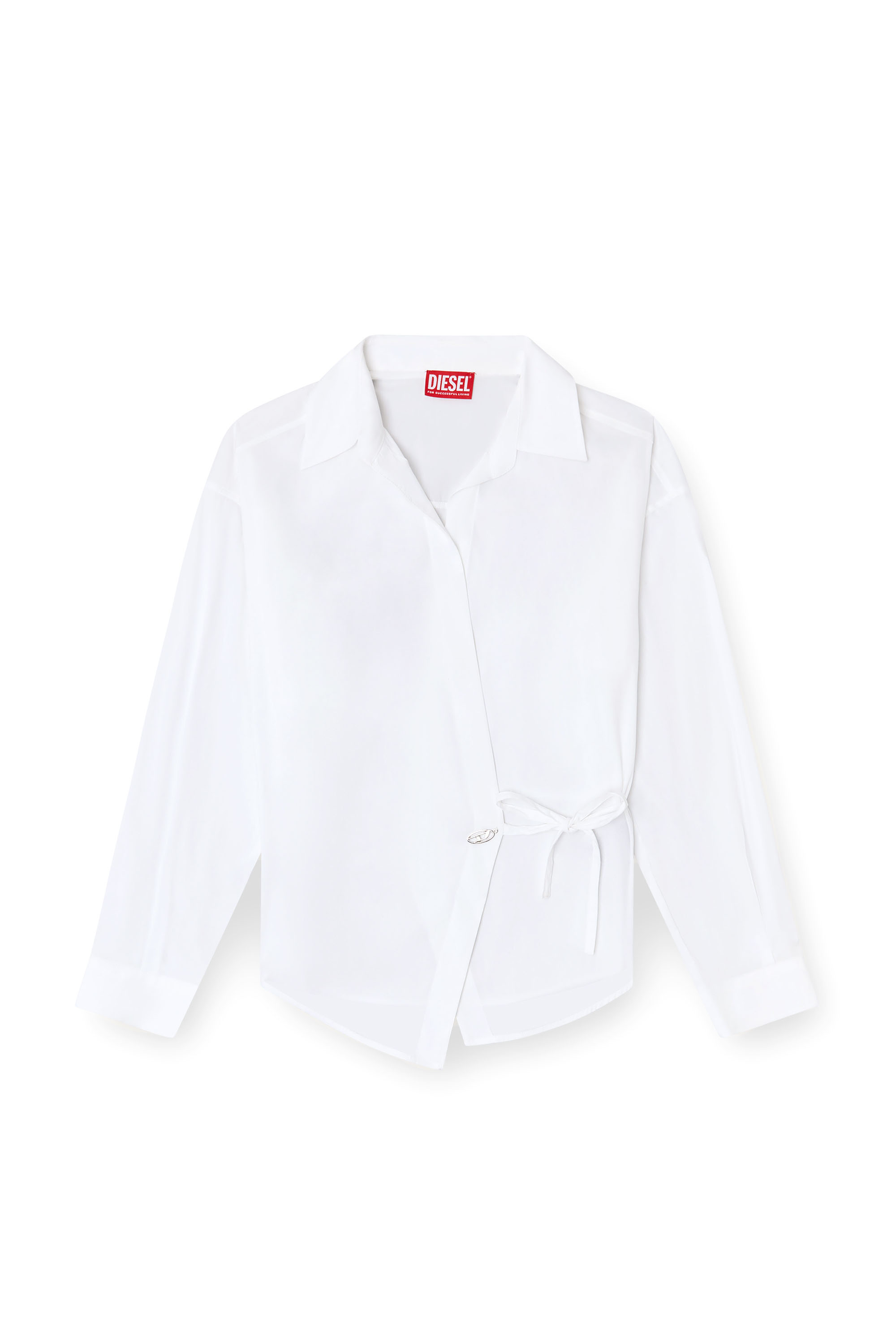 C-DELPHI, White Diesel - C-DELPHI, Woman's Wrap shirt with logo charm in White - 2