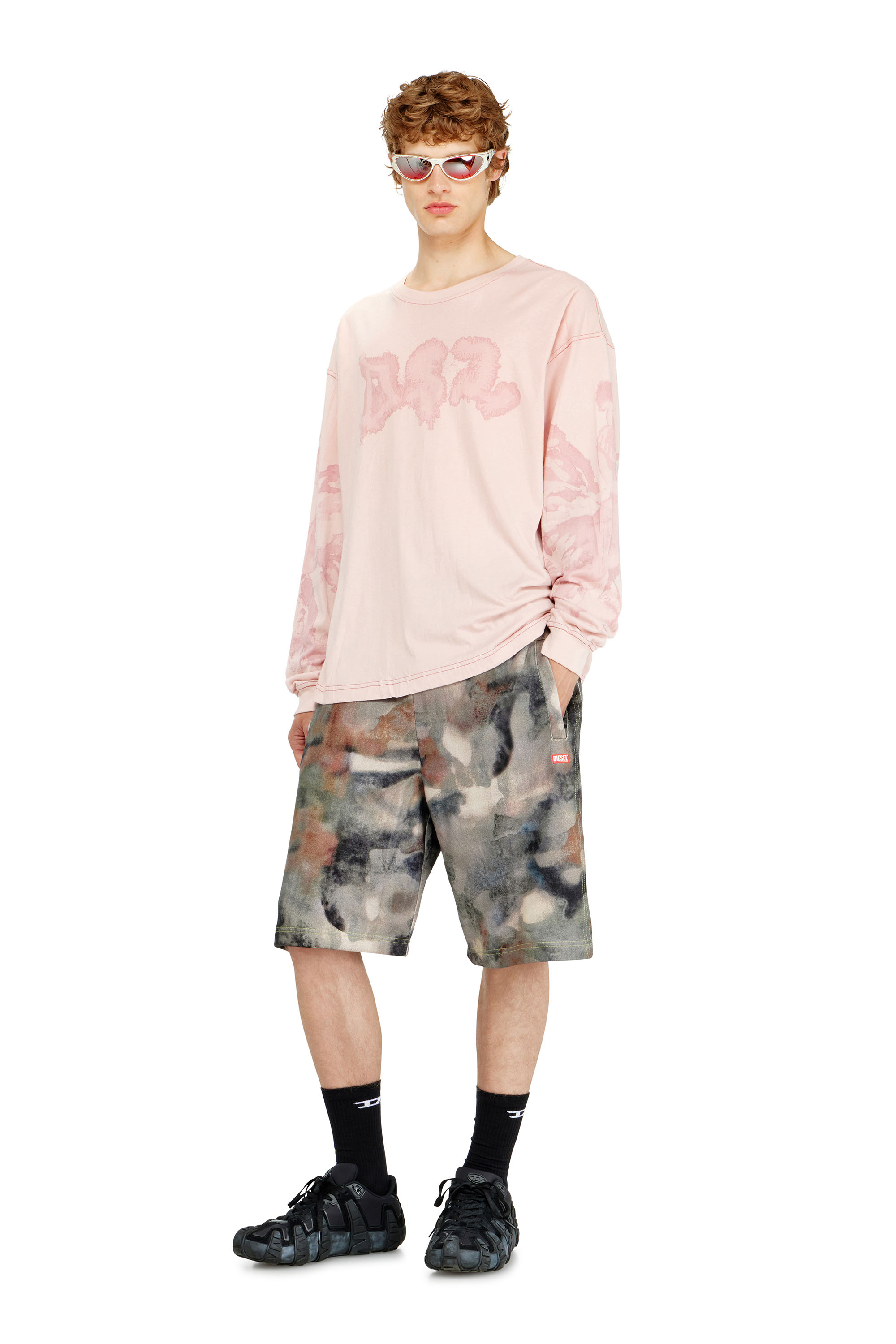 Diesel - P-CRONE-V1, Man's Sweat shorts with camo digital print in Brown/Green - 2