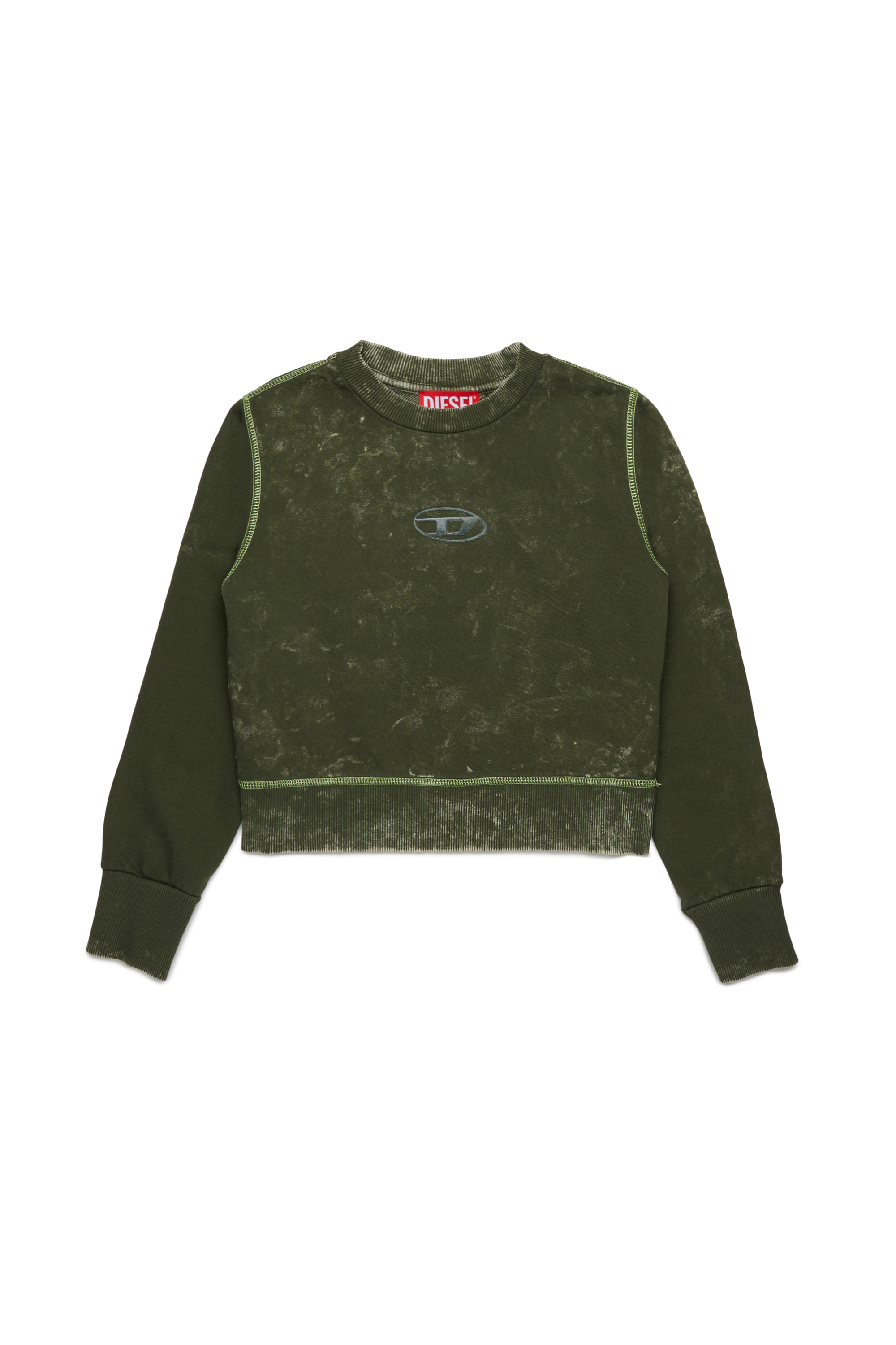 Diesel - SLACCY, Woman's Cotton sweatshirt with front logo in Green - 1