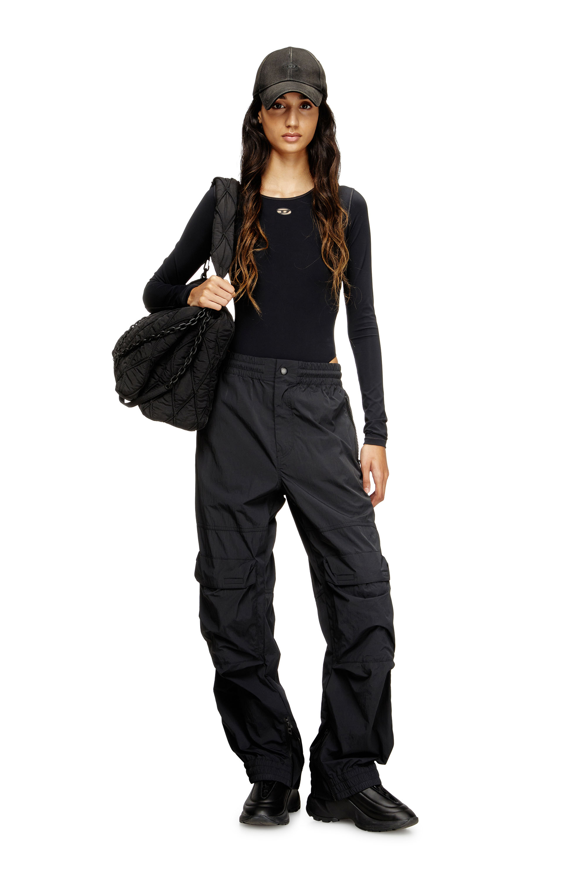 Diesel - ANGELICA-UTLT, Woman's Bodysuit with cut-out Oval D in Black - 4