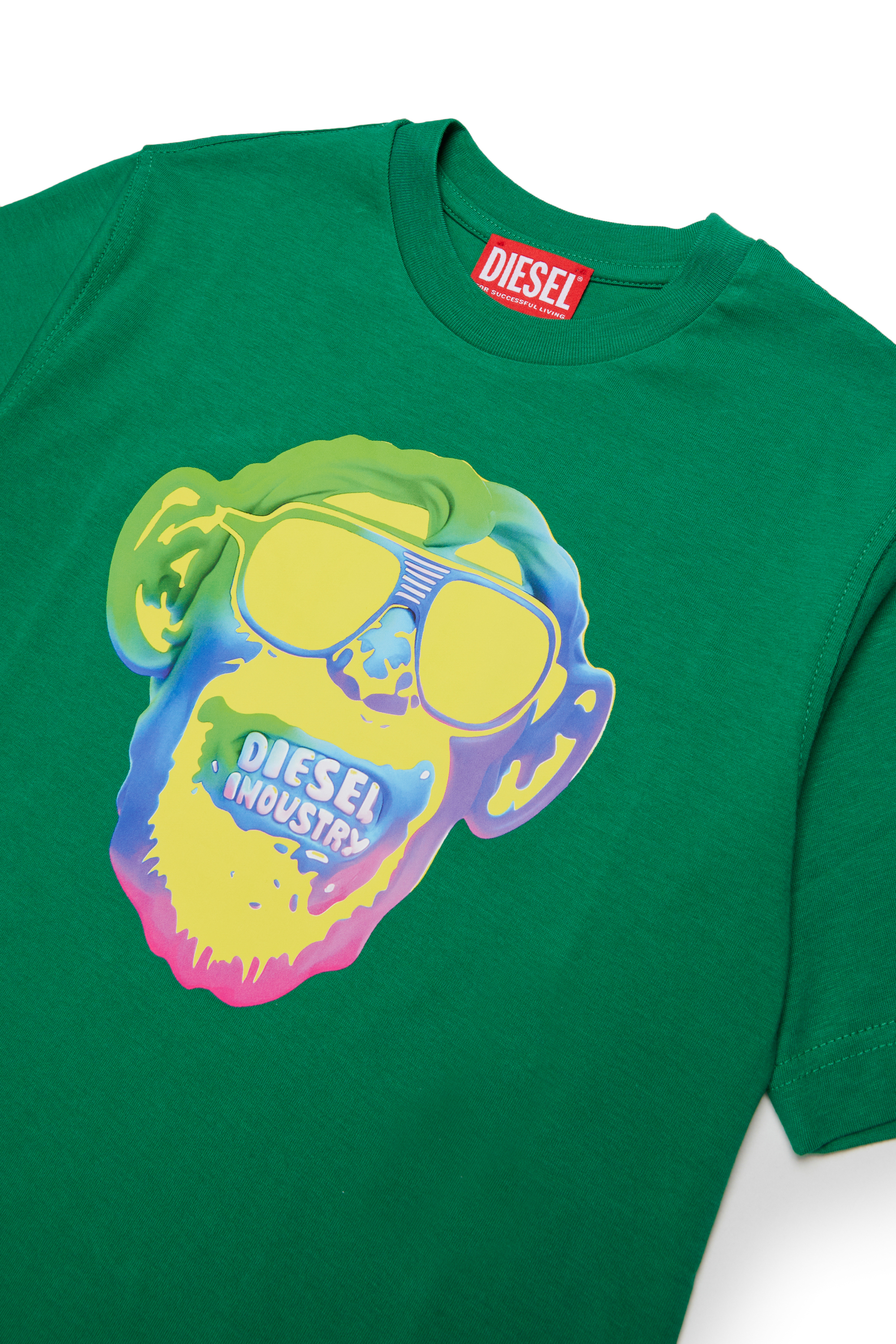 Diesel - TMONKEY OVER, Man's T-shirt with monkey print in Green - 3