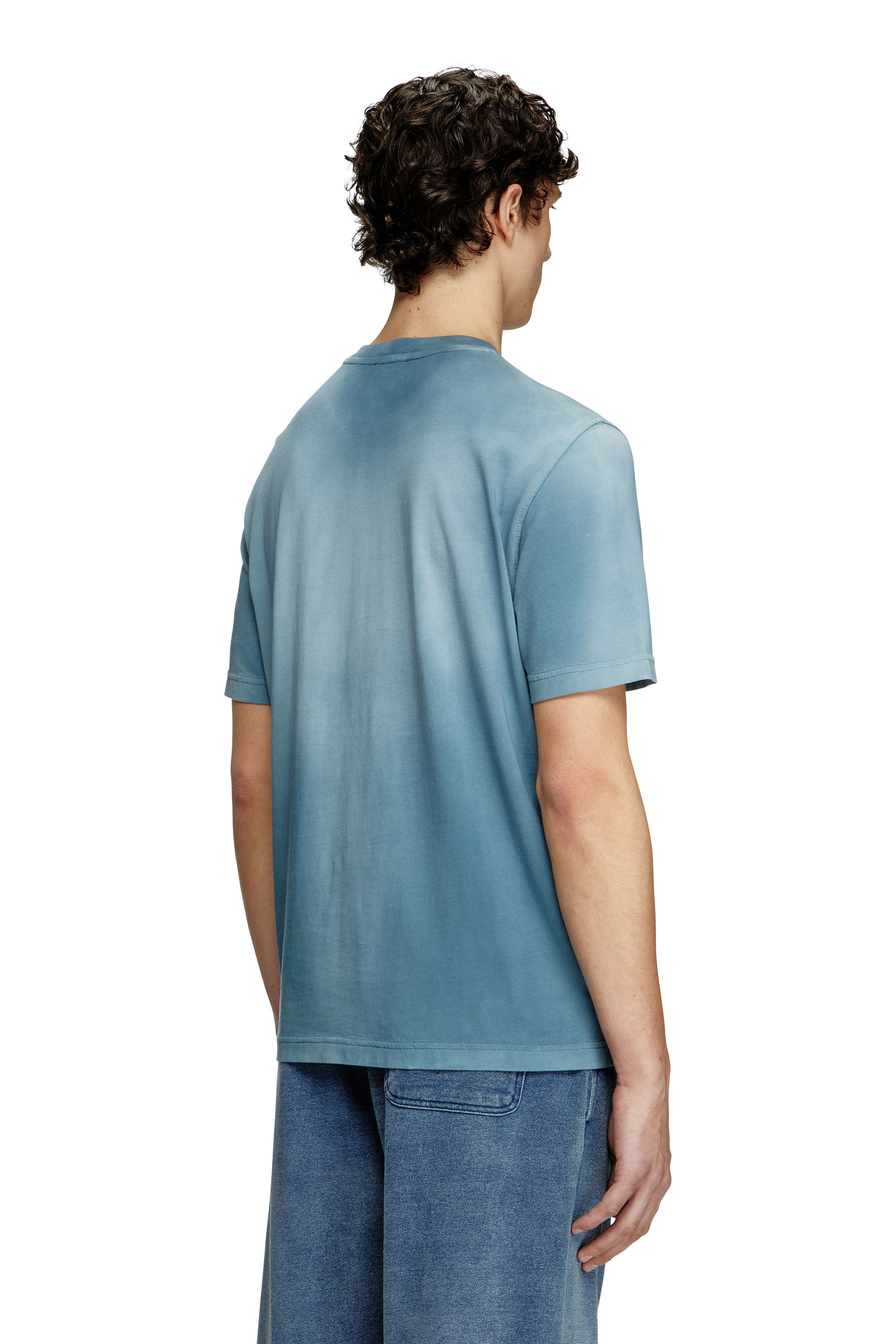 Diesel - T-ADJUST-R15, Man's Faded T-shirt with micro logo embroidery in Light Blue - 4