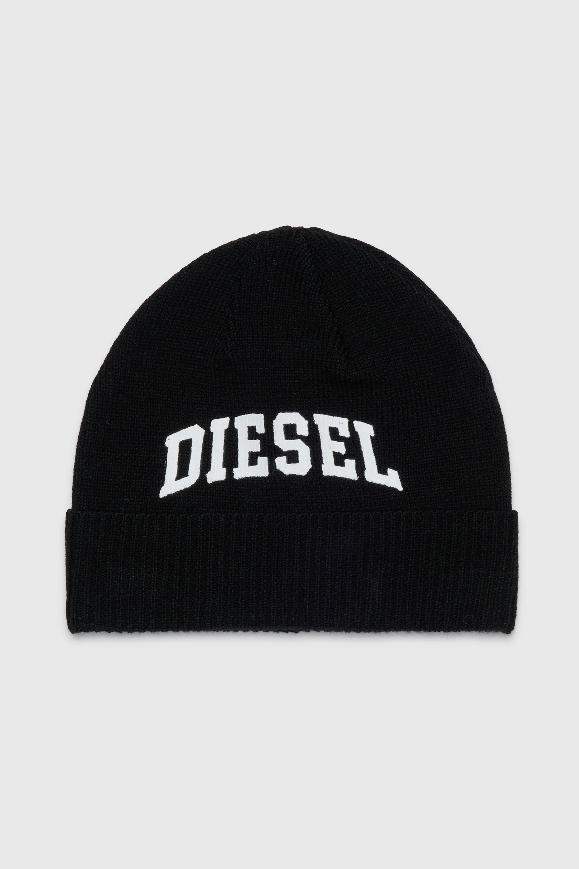 Diesel - FBAND, Unisex's Wool-blend beanie with logo in Black - 1