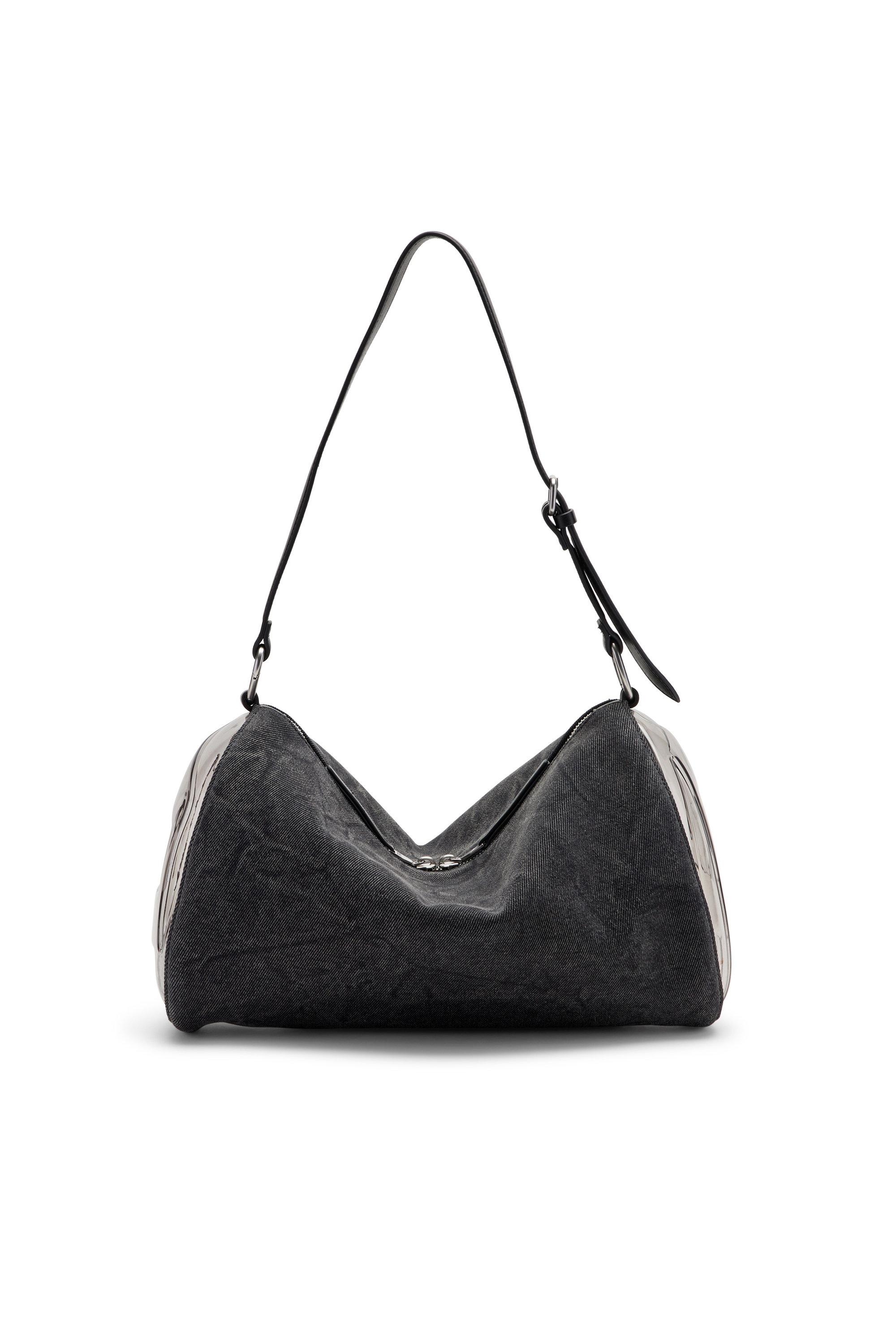 Diesel - LOAD-D SHOULDER BAG X, Unisex's Load-D-Shoulder bag with transparent Oval D sides in Black - 1