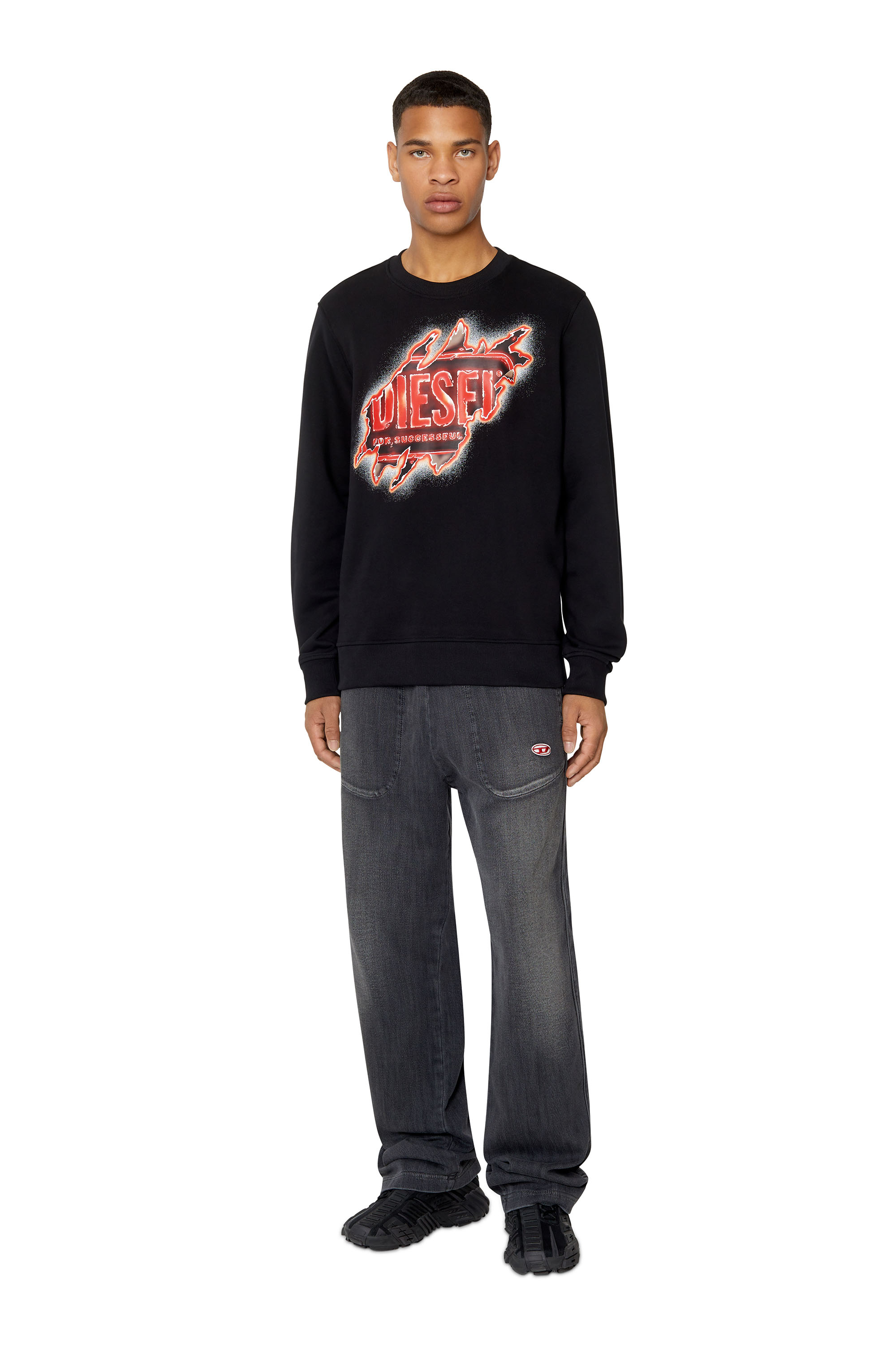 Diesel - Straight D-Martians Track Denim 09E30, Black/Dark grey - Image 1