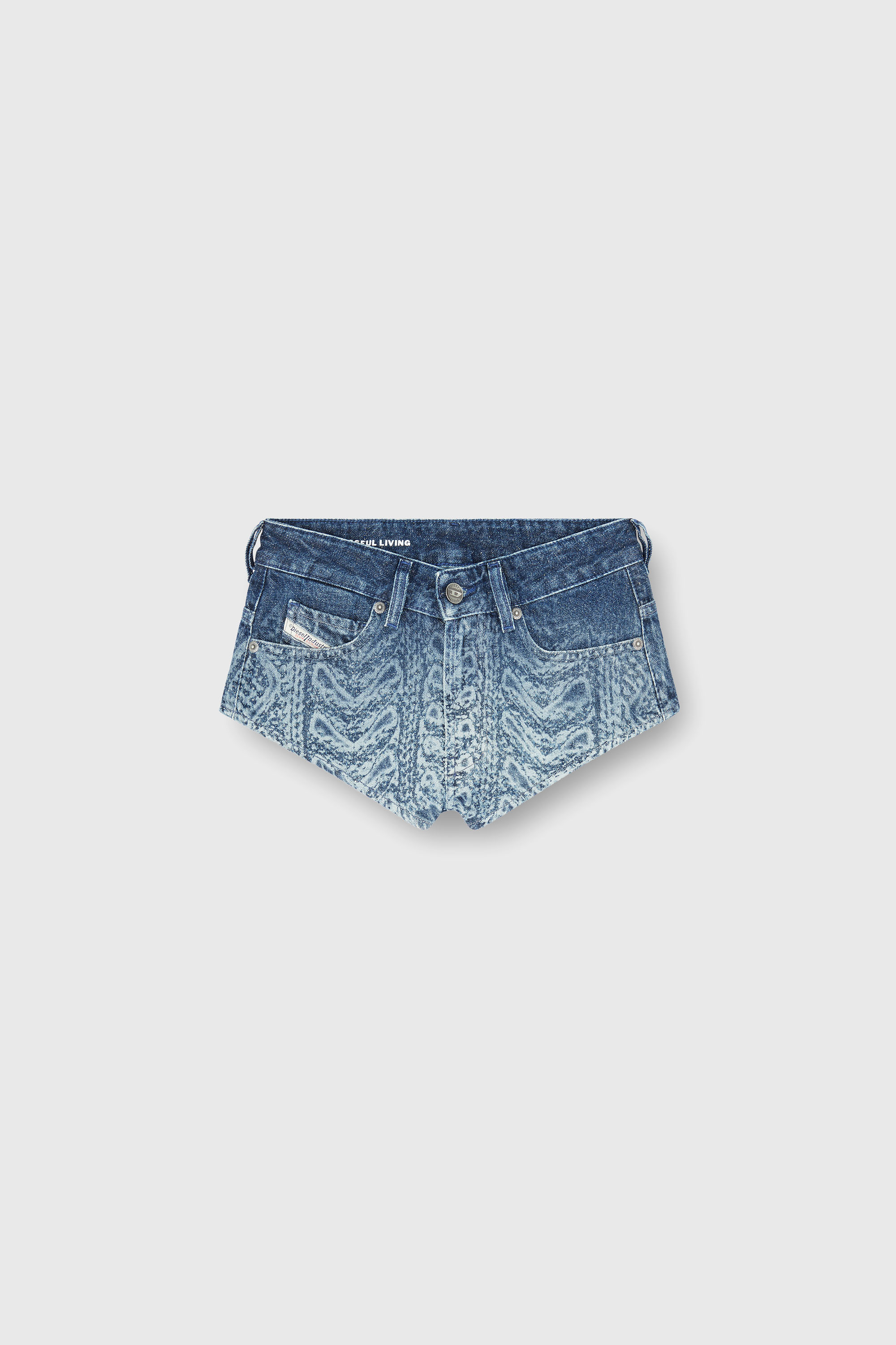 Diesel - DE-JIZZ-S, Woman's Hot pants in cable-knit-effect denim in Dark Blue - 2