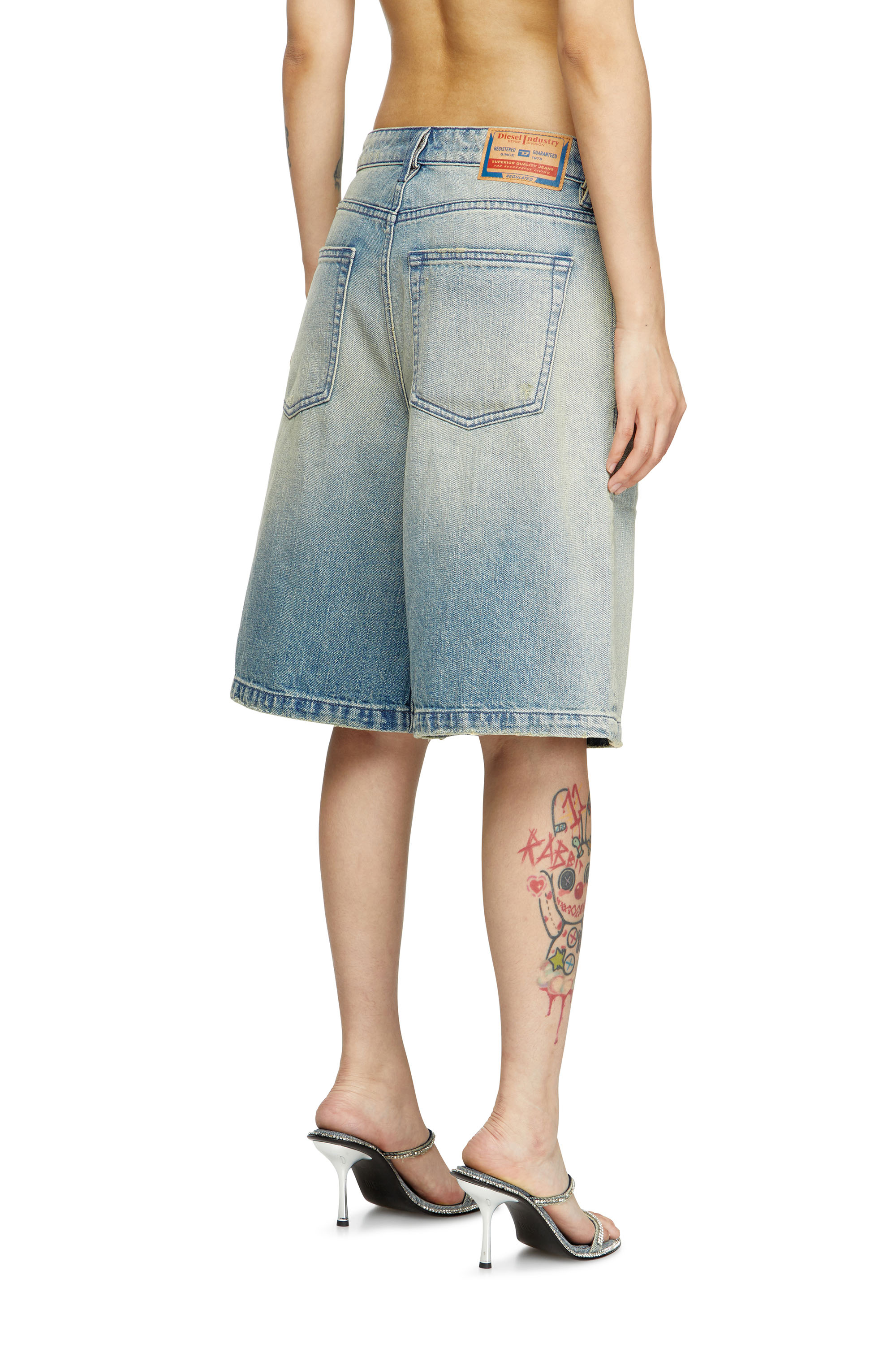 Diesel - DE-SIRE-SHORT, Woman's Shorts in worn-effect denim in Light Blue - 4