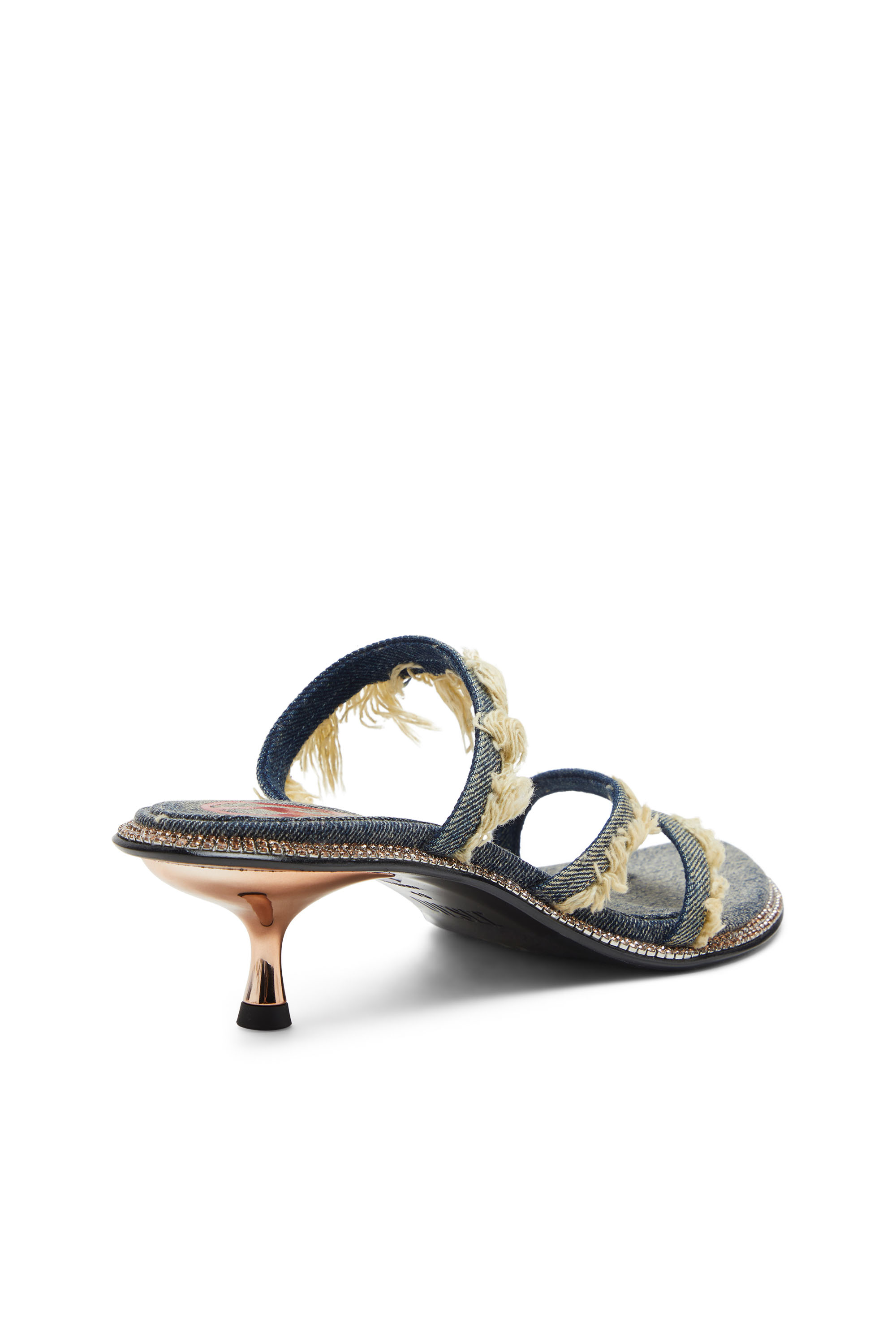 Diesel - D-HAVANNA KITTIE, Woman's D-Havanna Kittie-Frayed-denim mules with crystals in Blue - 4