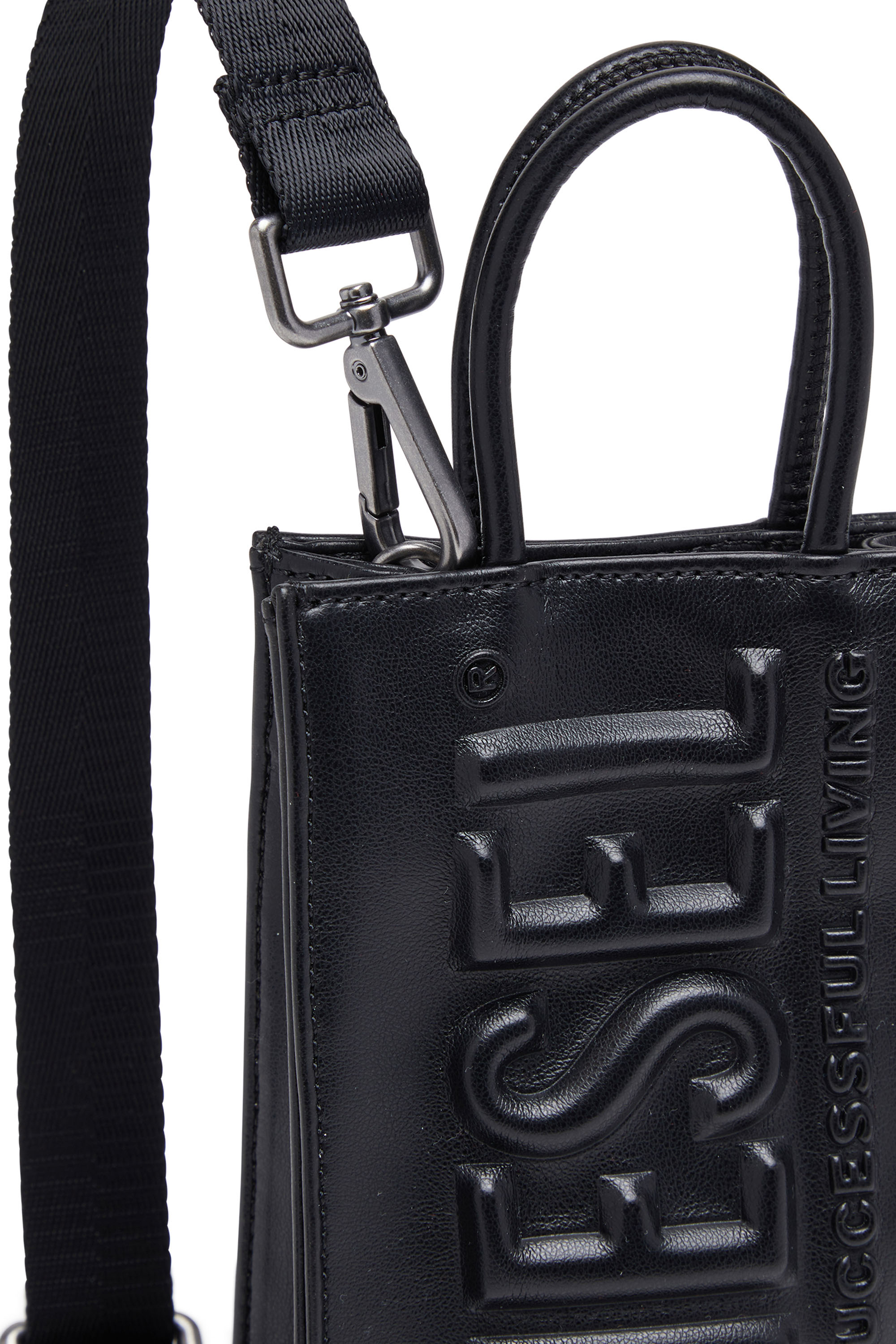 Diesel - DSL 3D SHOPPER MINI X, Man's Dsl 3D Mini -Small PU tote bag with embossed logo in Black - 5
