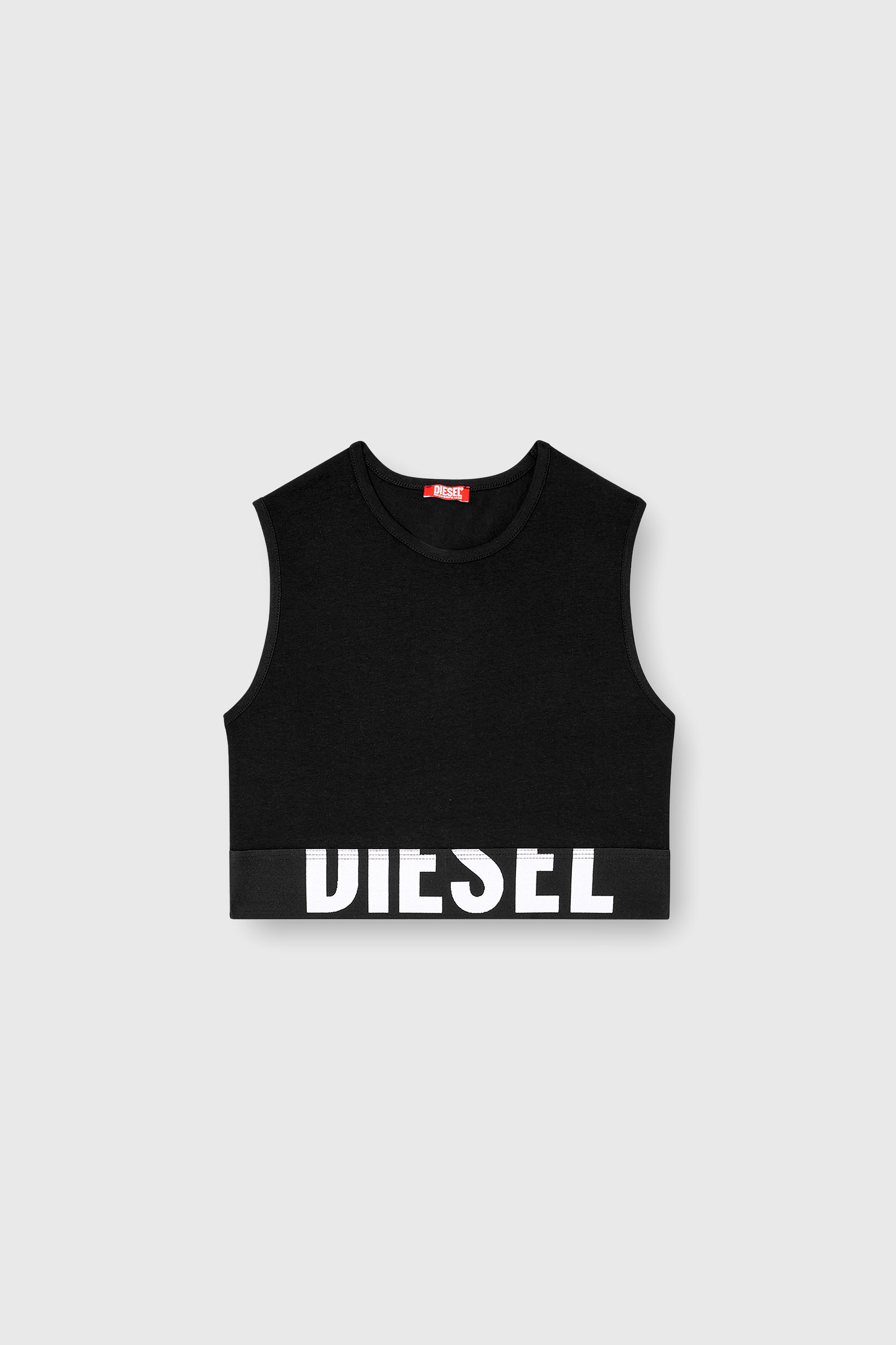 Diesel - ADA-D-POP, Woman's Cropped tank top with cut-off logo in Black - 2