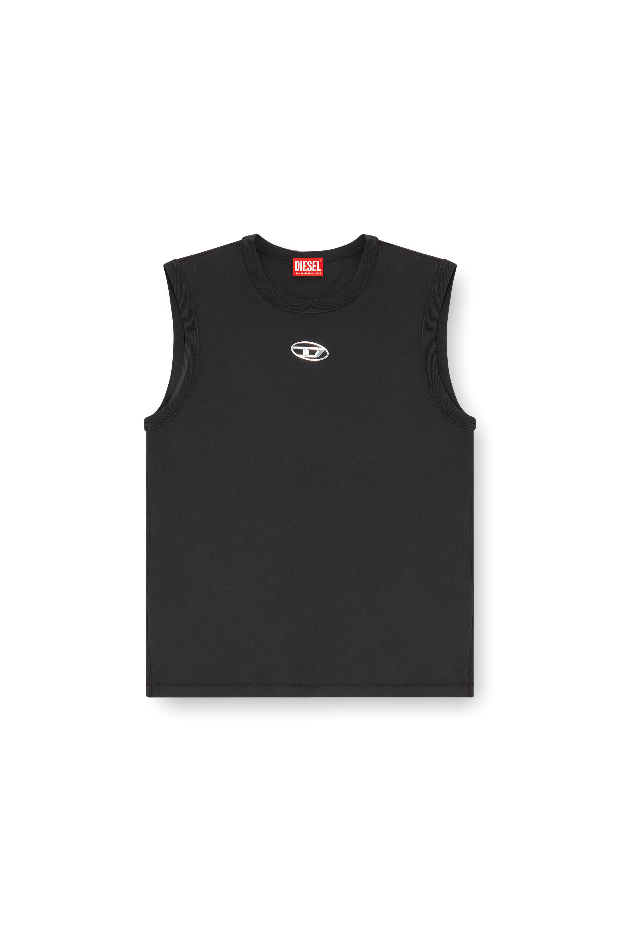 パクゴヌク着 Faded tank top with puffy Oval D Men's Faded tank top with puffy Oval D | Black | Diesel