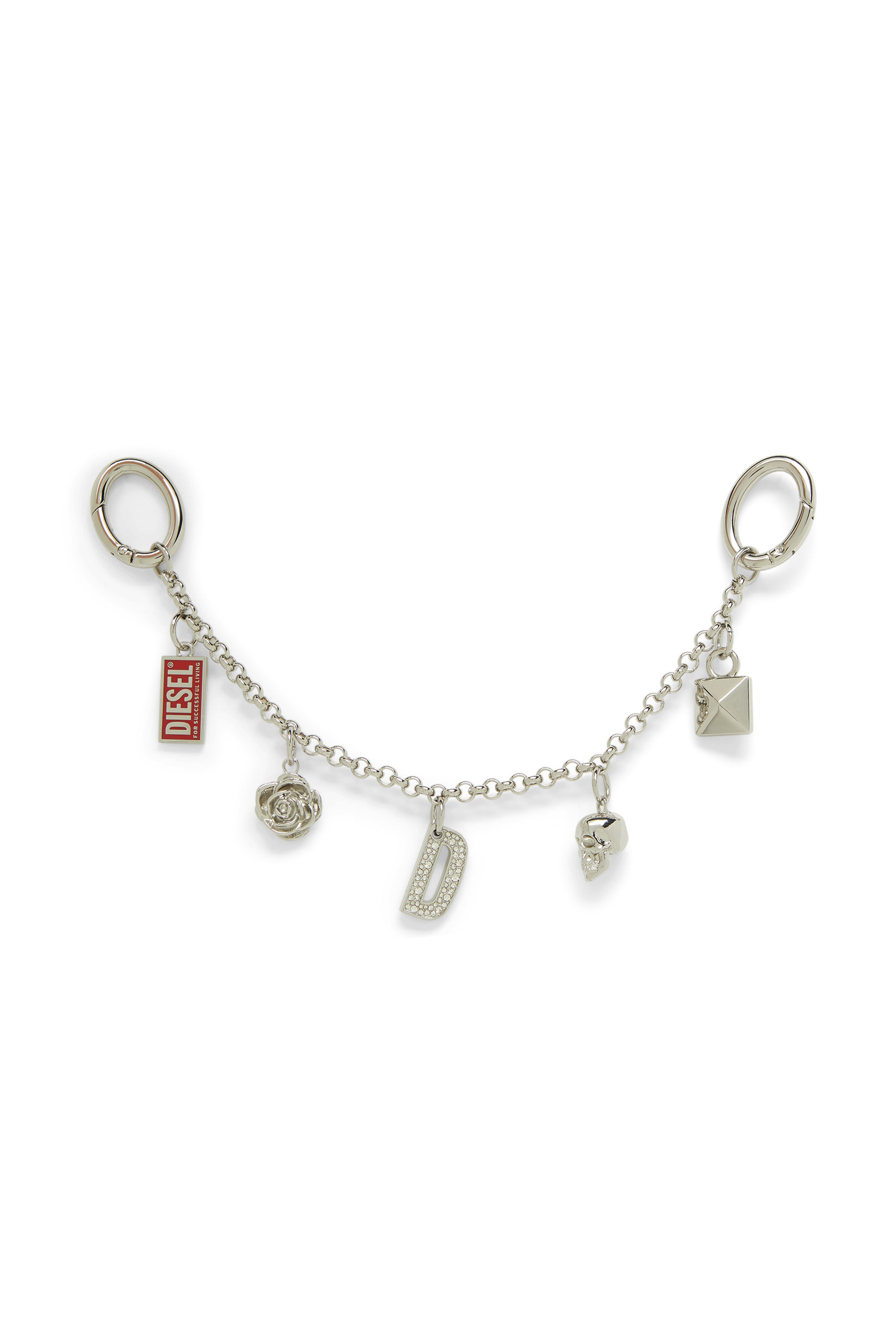 Diesel - CHAIN-D II S, Woman's Metal chain charm with iconic pendants in Silver - 1