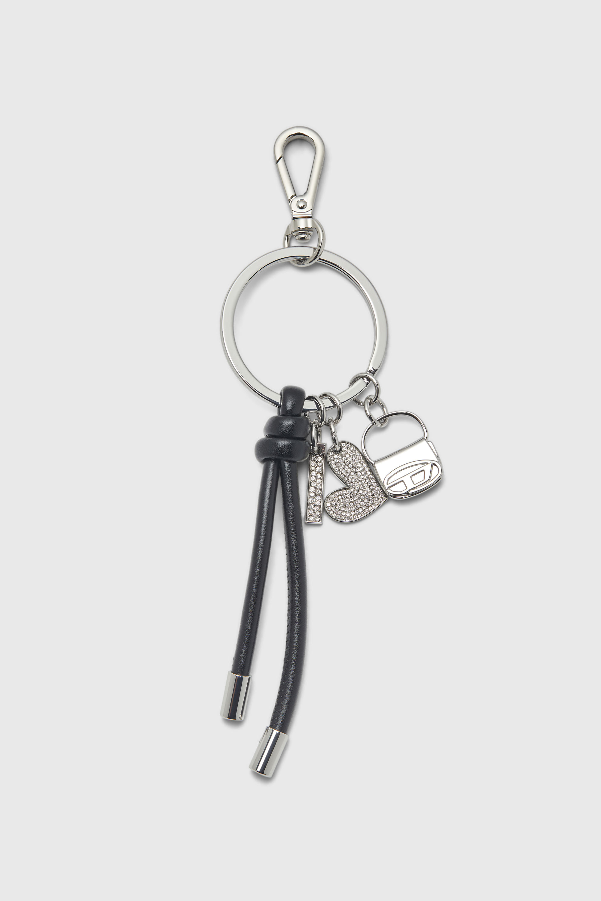 Keyring charm with heart and bag pendants
