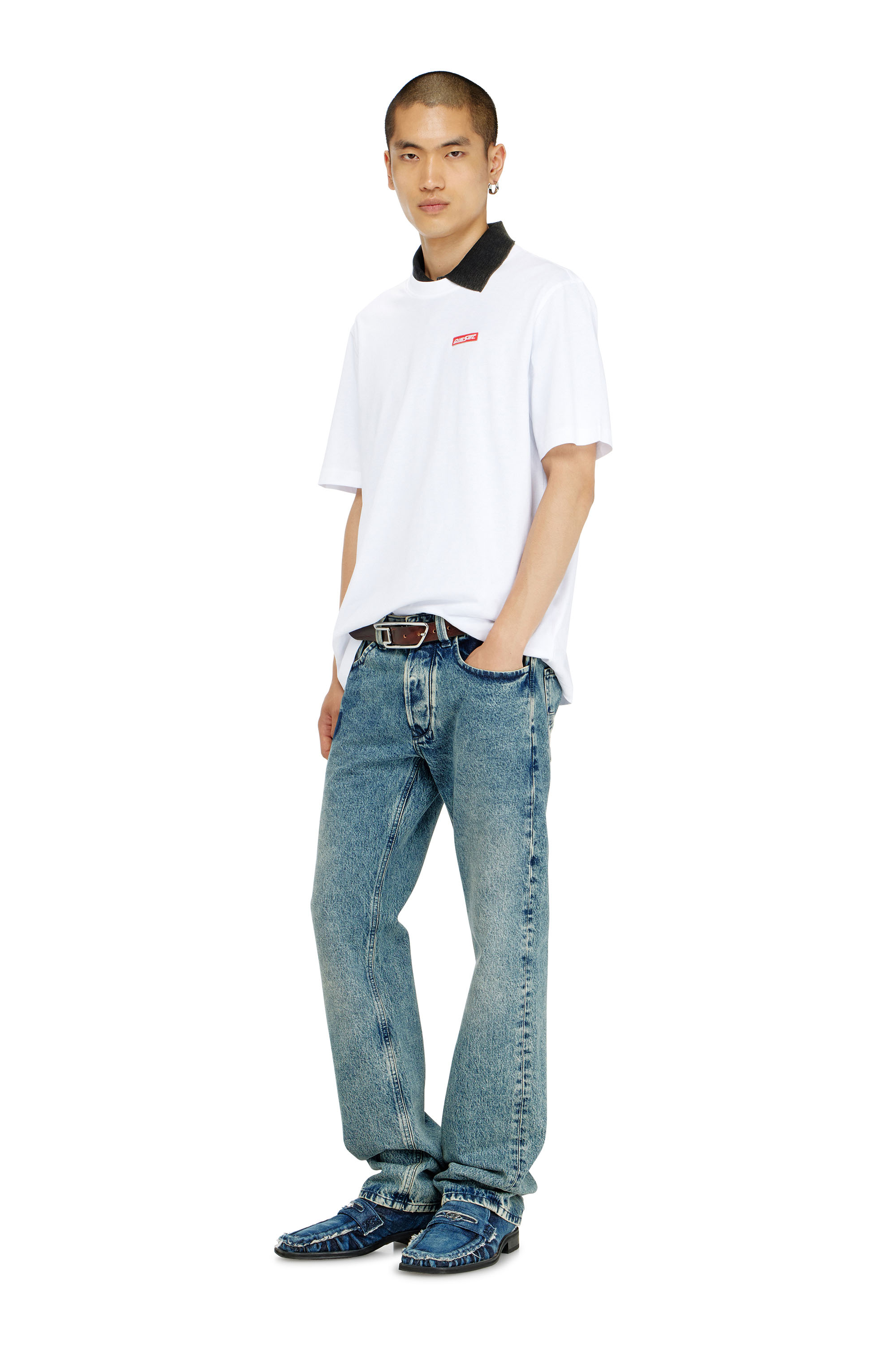 Diesel - T-ADJUST-AA12, Man's Cotton T-shirt with logo patch in White - 1