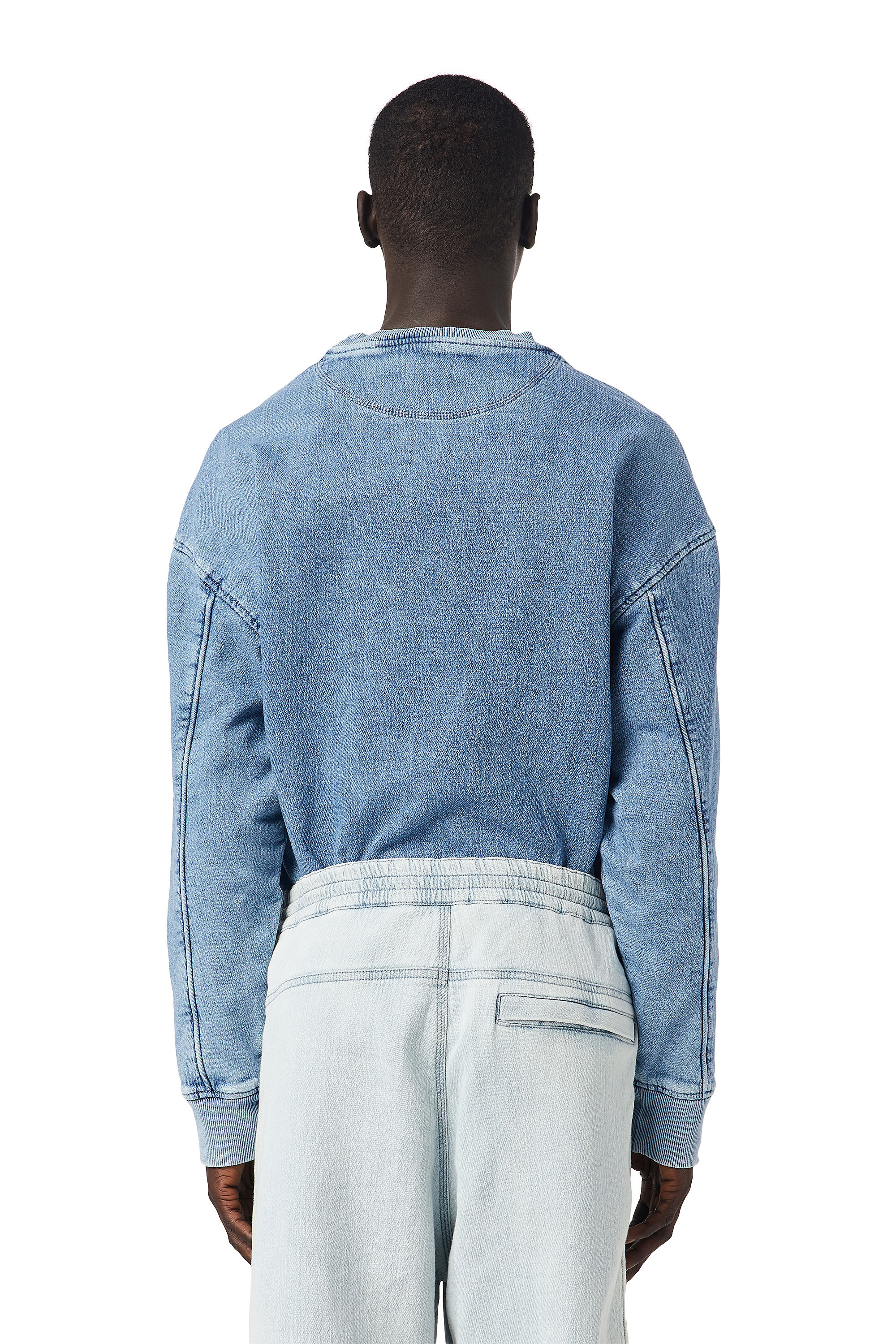 Diesel - D-KRIB TRACK DENIM SWEATSHIRT, Light Blue - Image 4