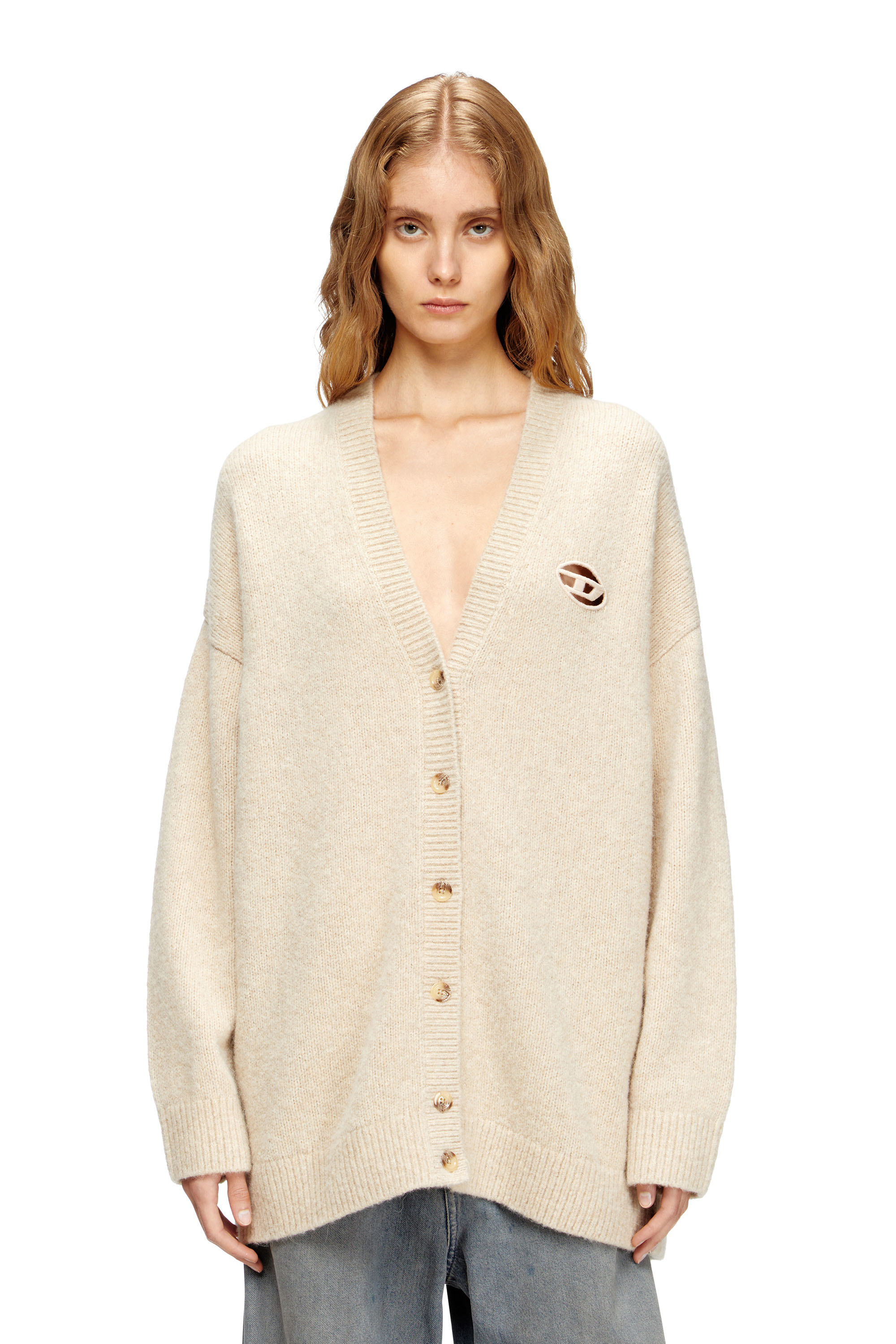 Diesel - M-AREELA, Woman's Cardigan in wool and alpaca blend in Beige - 1