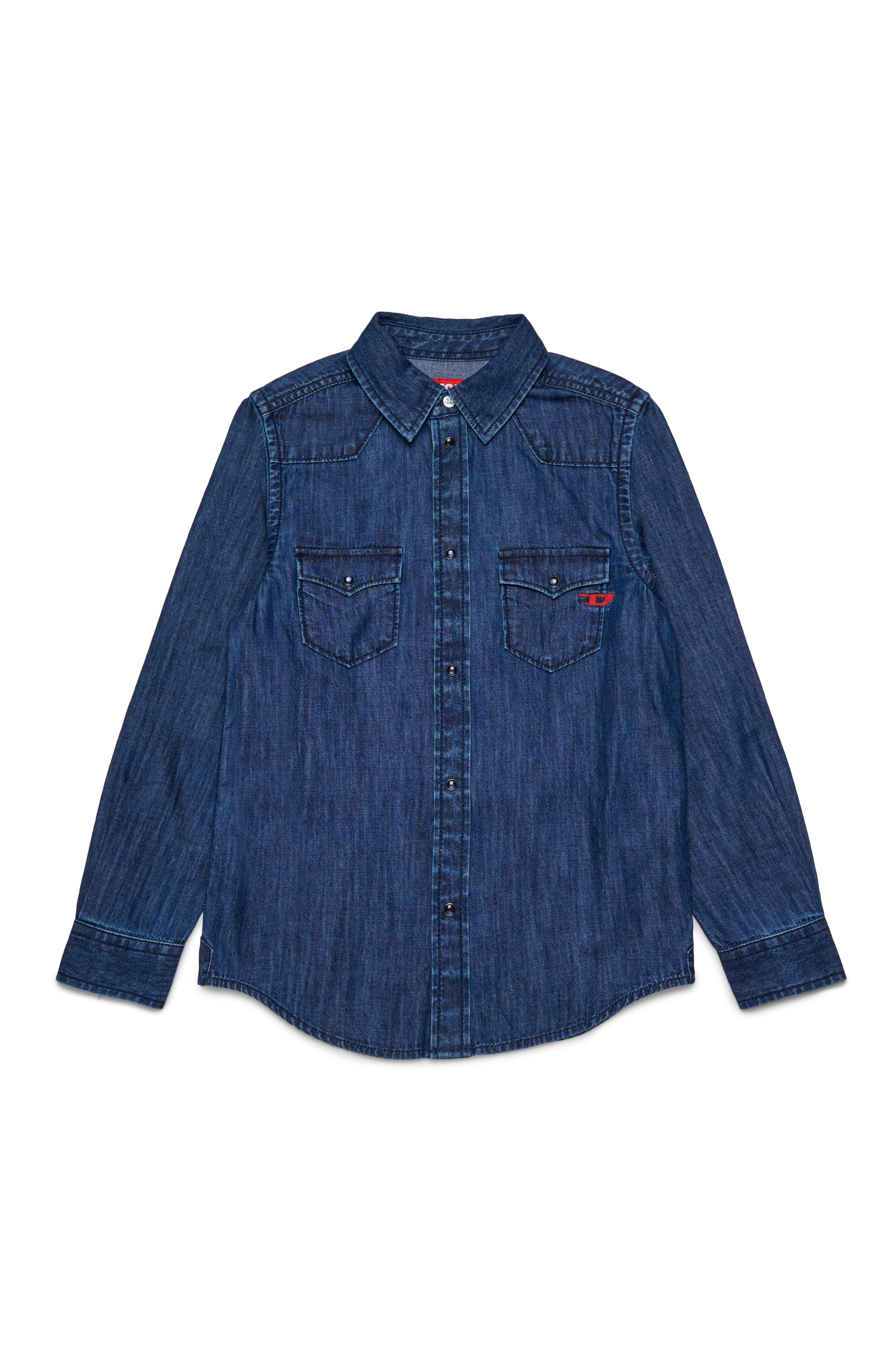Diesel - CEKO, Man's Denim shirt with applied pocket in Dark Blue - 1