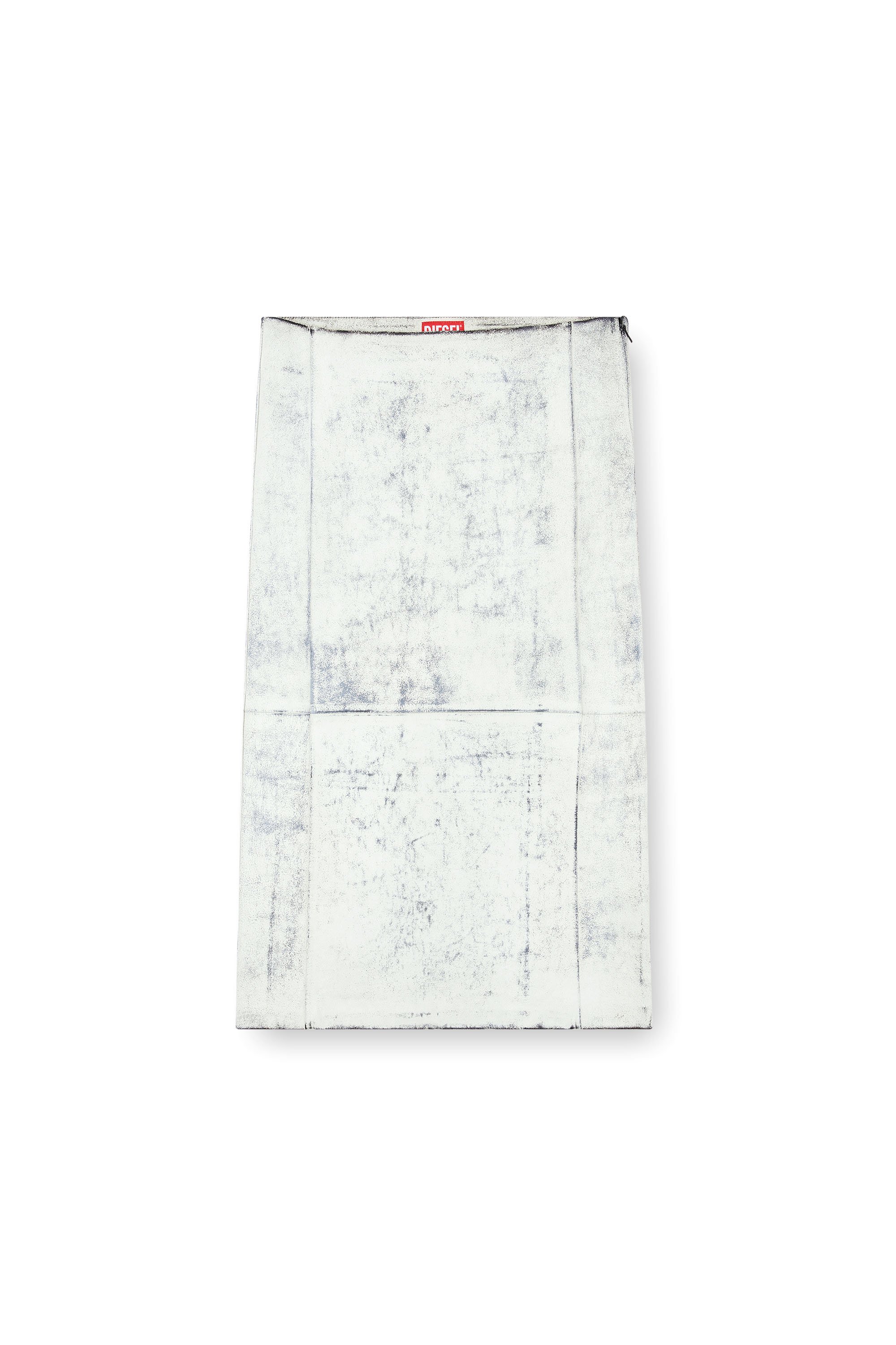 Diesel - L-ILY, Woman's Leather midi skirt with plaster effect in White - 3