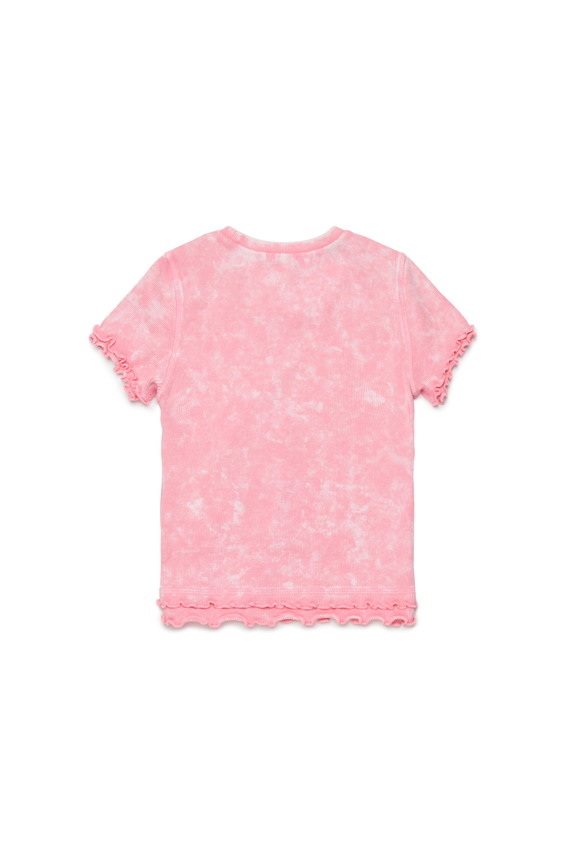 Diesel - TAILIA, Woman's Ribbed T-shirt with frills in Pink - 2