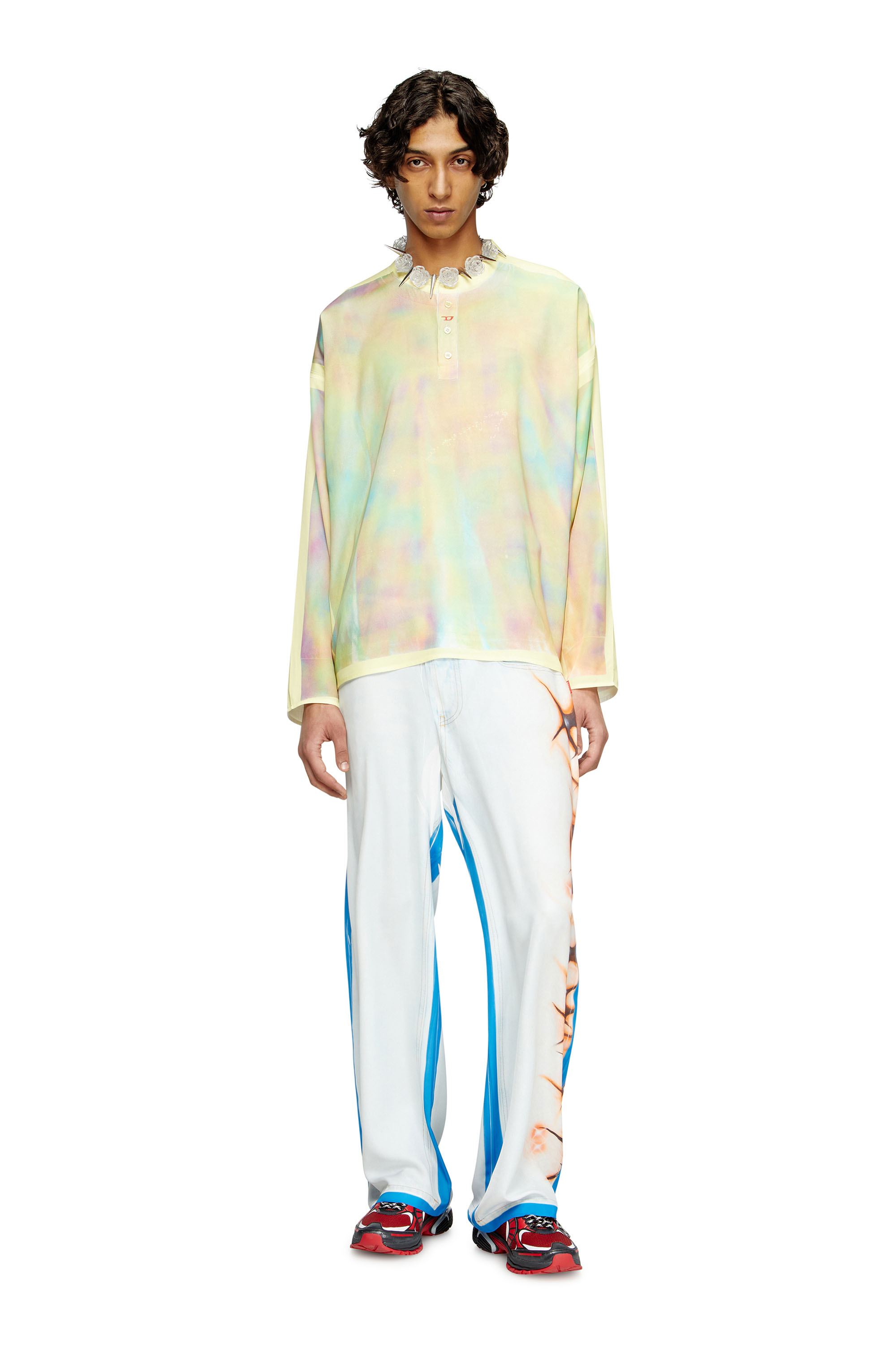 Diesel - T-OLAVI-A-SER-GRAFFITI-CHI, Unisex's Henley top with graffiti print in Yellow/Green - 1