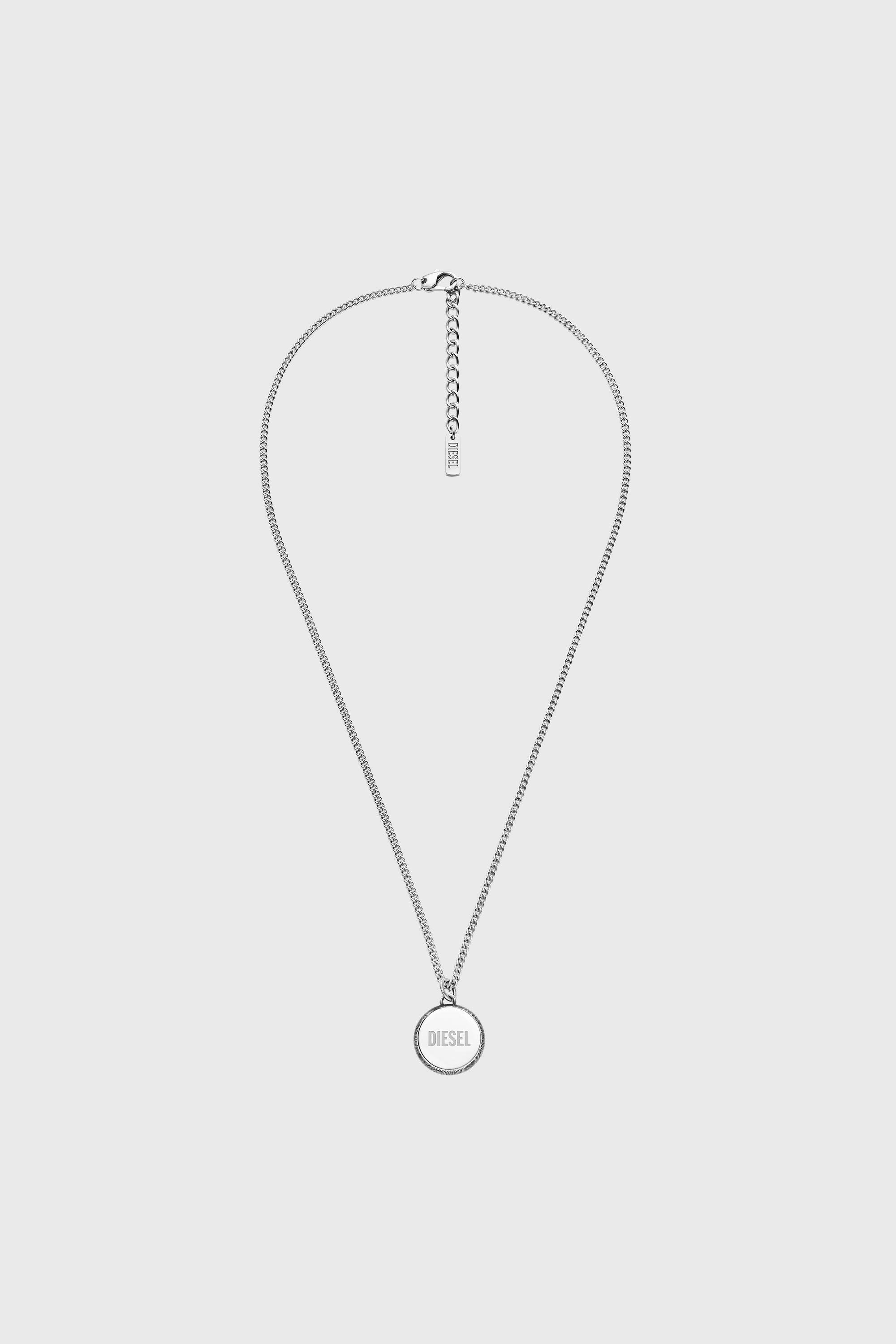 Diesel - DX1738040, Unisex's Stainless steel denim texture pendant necklace in Silver - 1