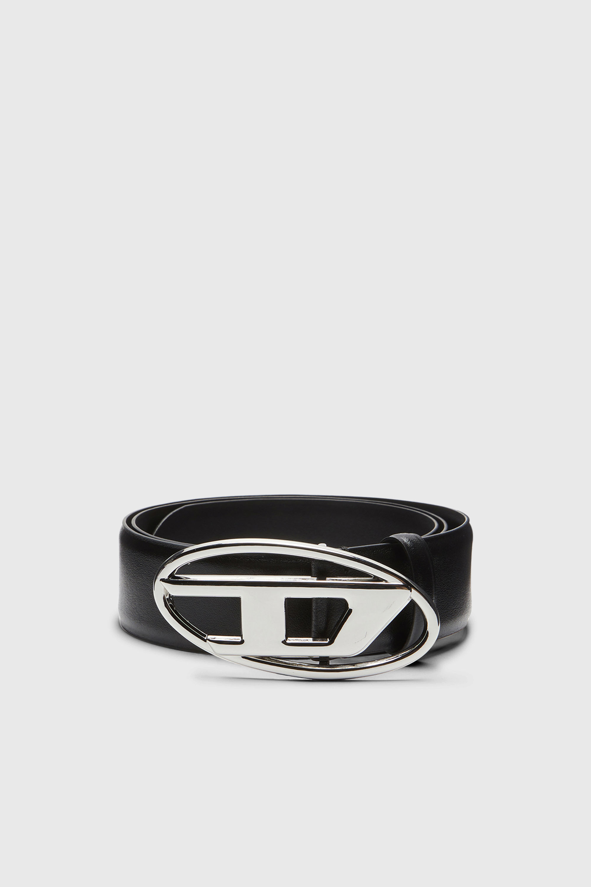 Diesel - B-1DR, Man's 4cm Leather belt with Oval D buckle in Black - 1