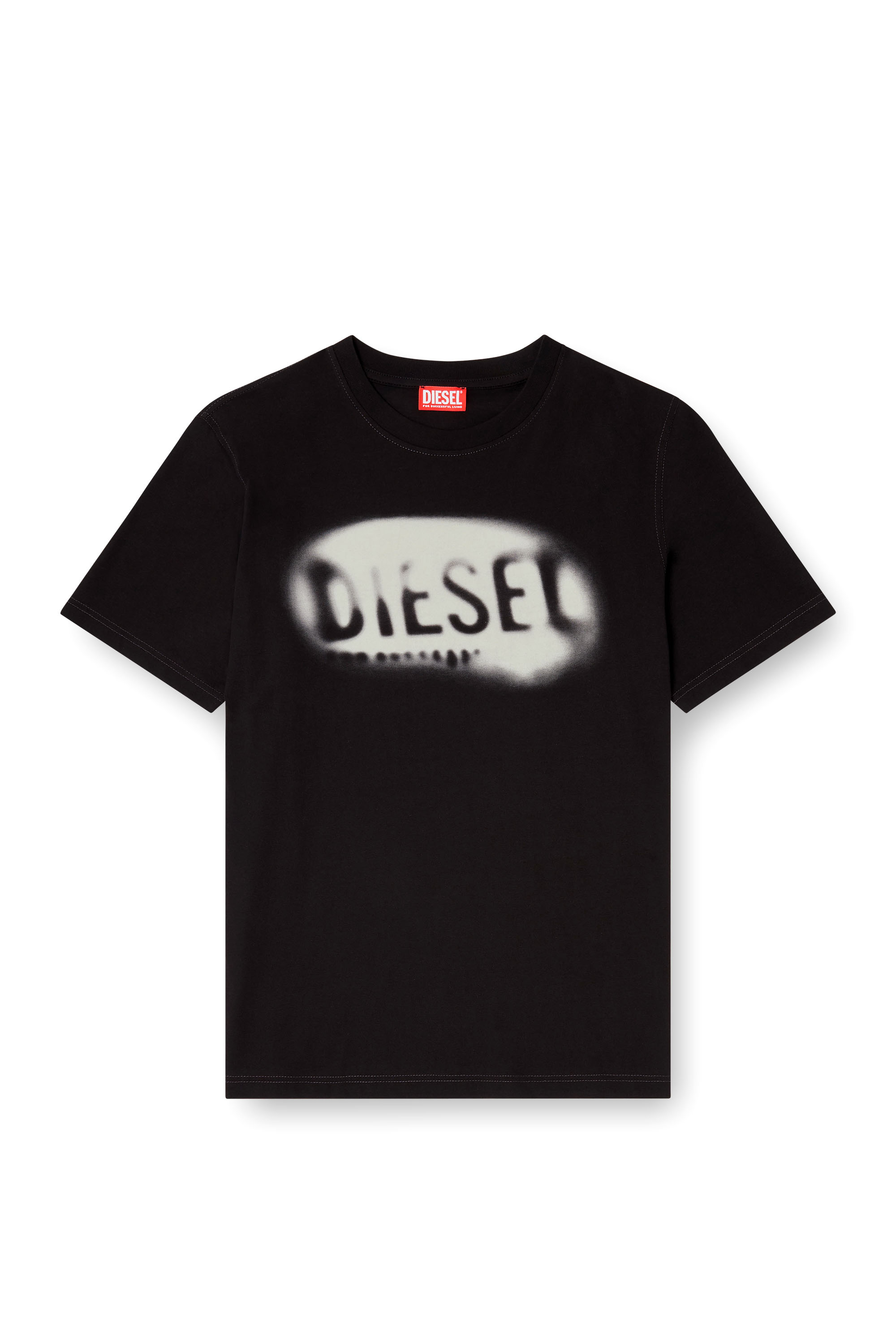 Diesel - T-ADJUST-V2, Man's Light cotton T-shirt with faded logo in Black - 2