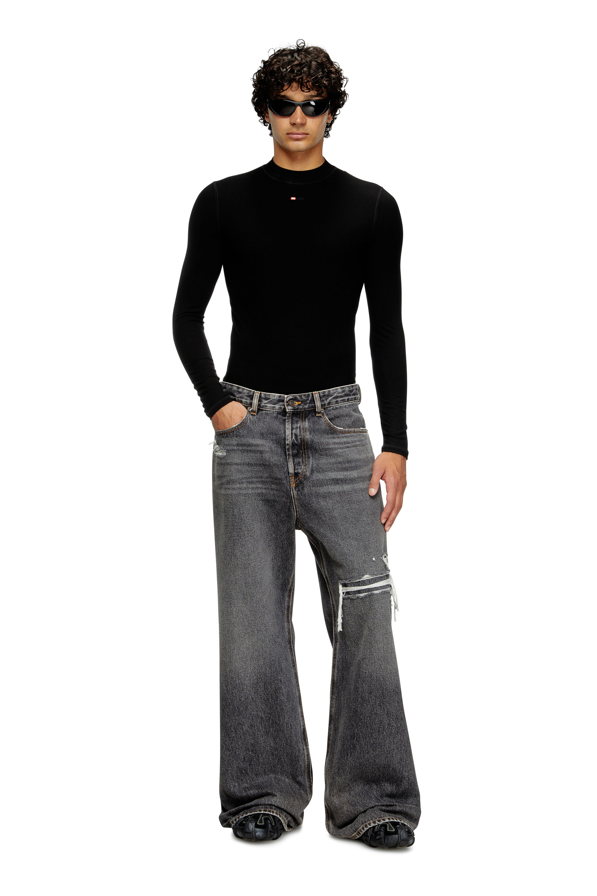 Diesel - Man's Relaxed Jeans D-Rise 007F6, Black/Dark grey - 2