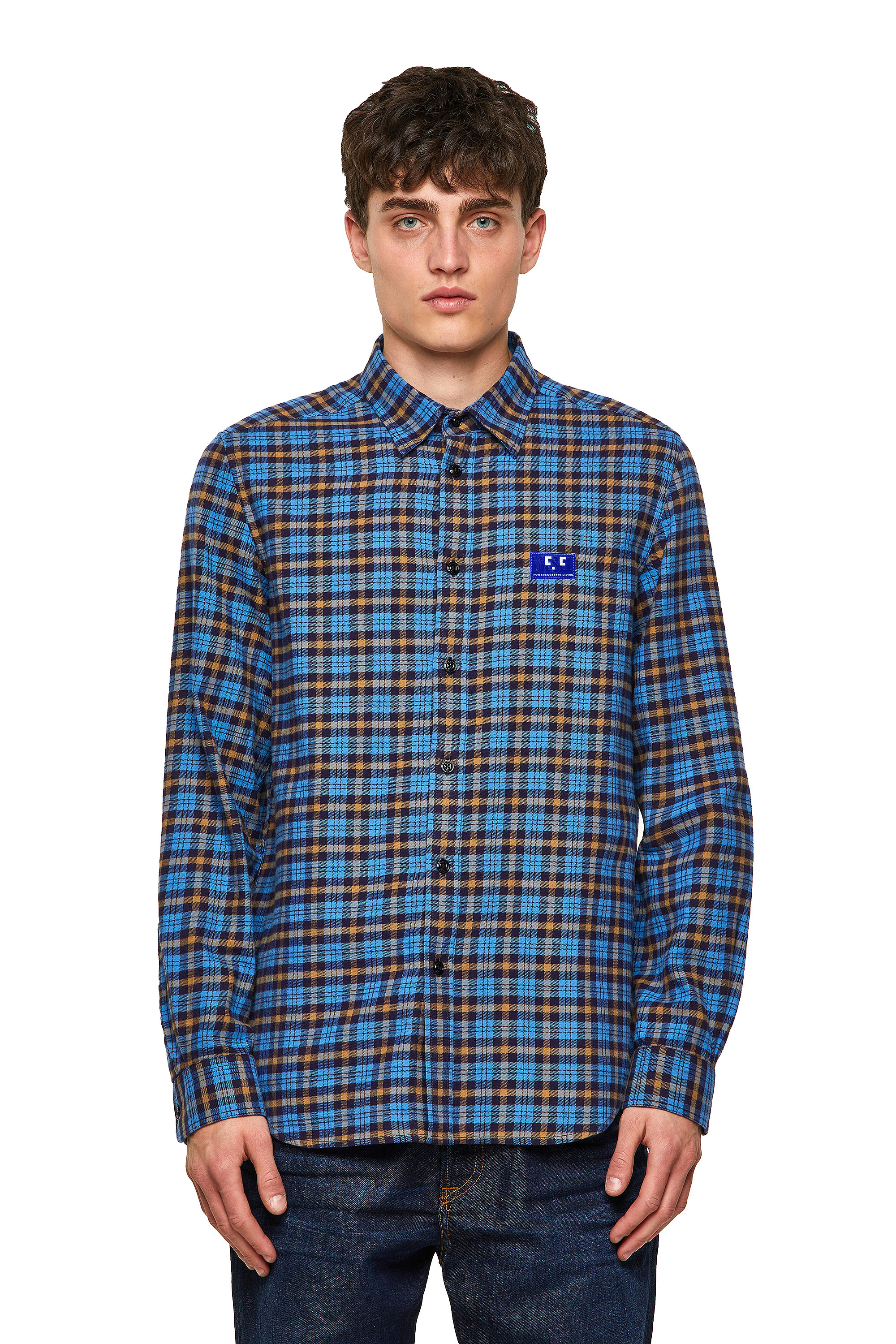 S-MOI-CHK-A, Blue/Yellow - Shirts