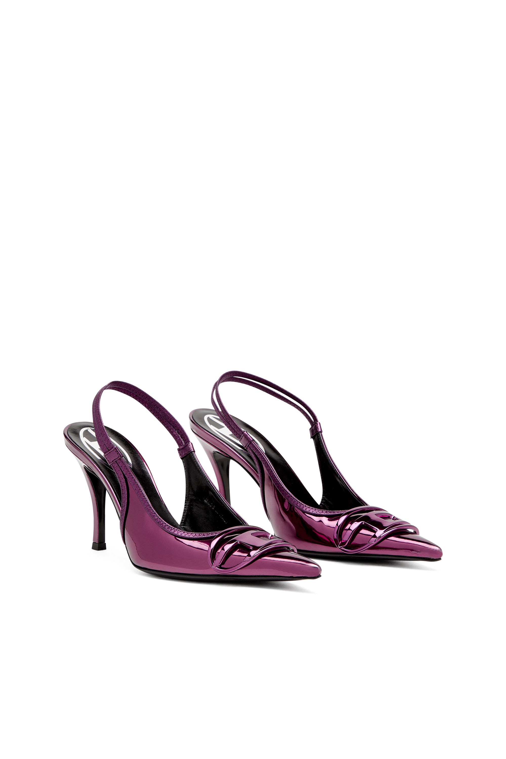 Diesel - D-VENUS SB, Woman's D-Venus-Slingback pumps with mirror finish in Dark Violet - 2