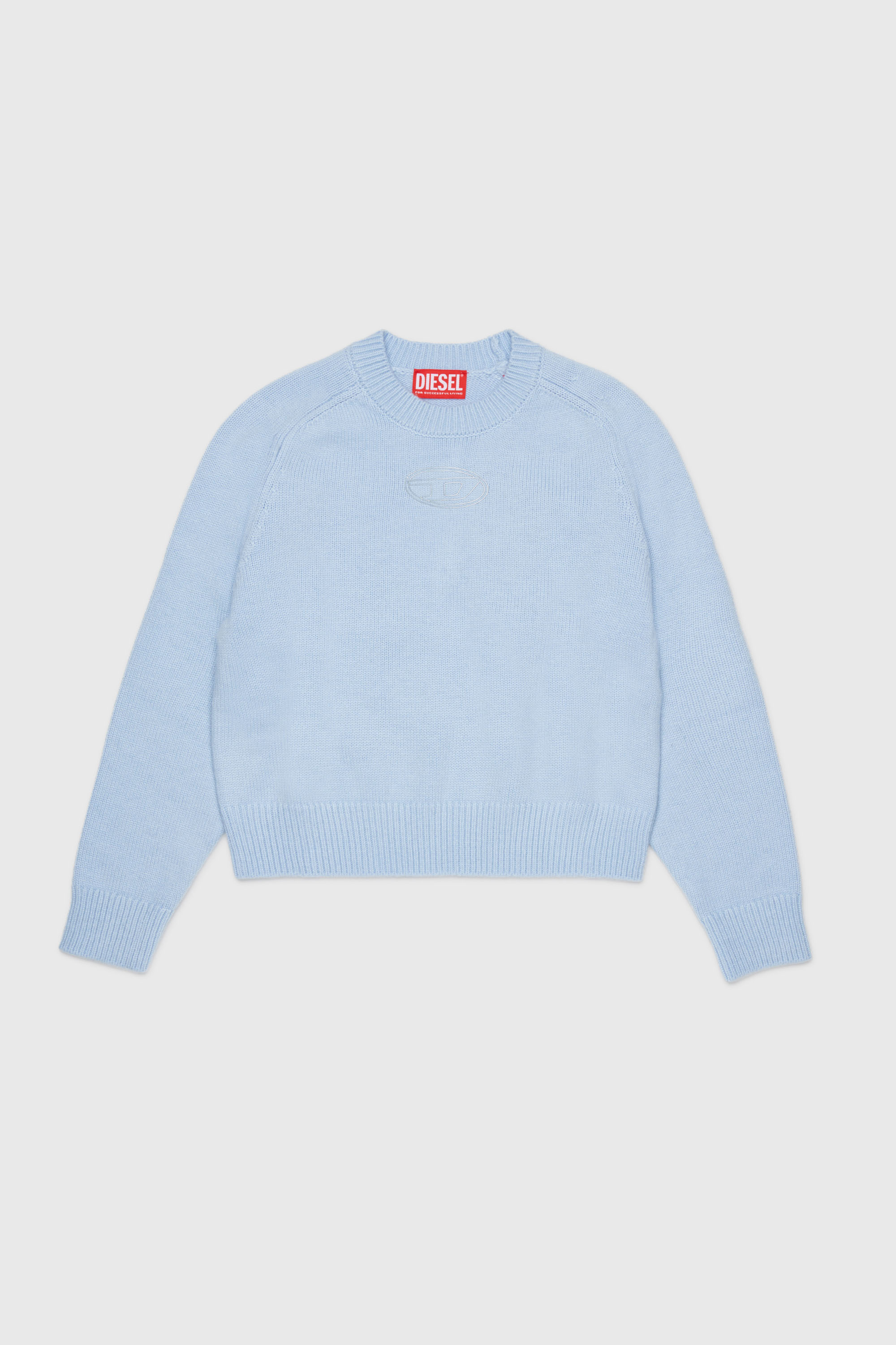 Diesel - KIMLIN, Woman's Cashmere-enriched jumper with Oval D logo in Light Blue - 1