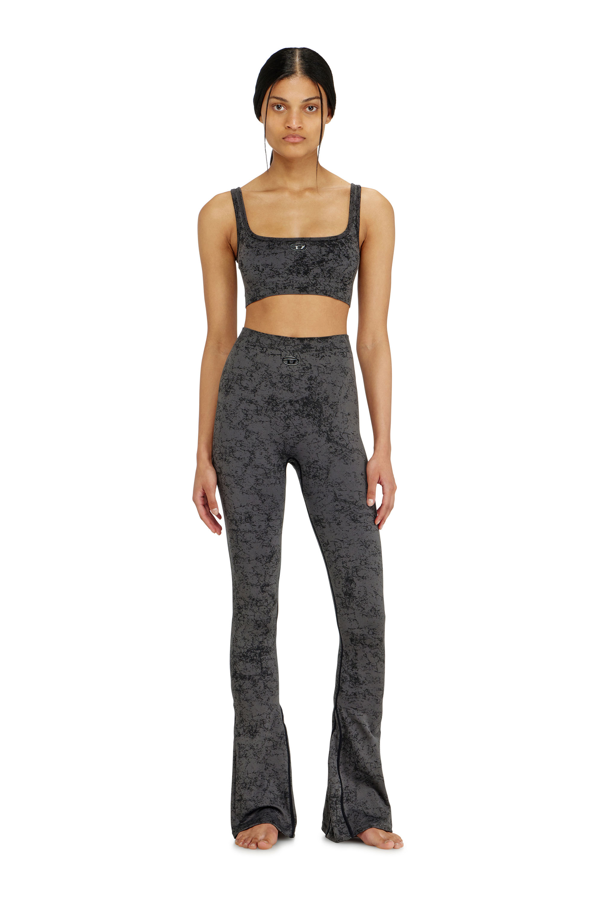 Diesel - CORNELIA-UTLT, Woman's Fared leggings with utilitarian print in Dark grey - 1