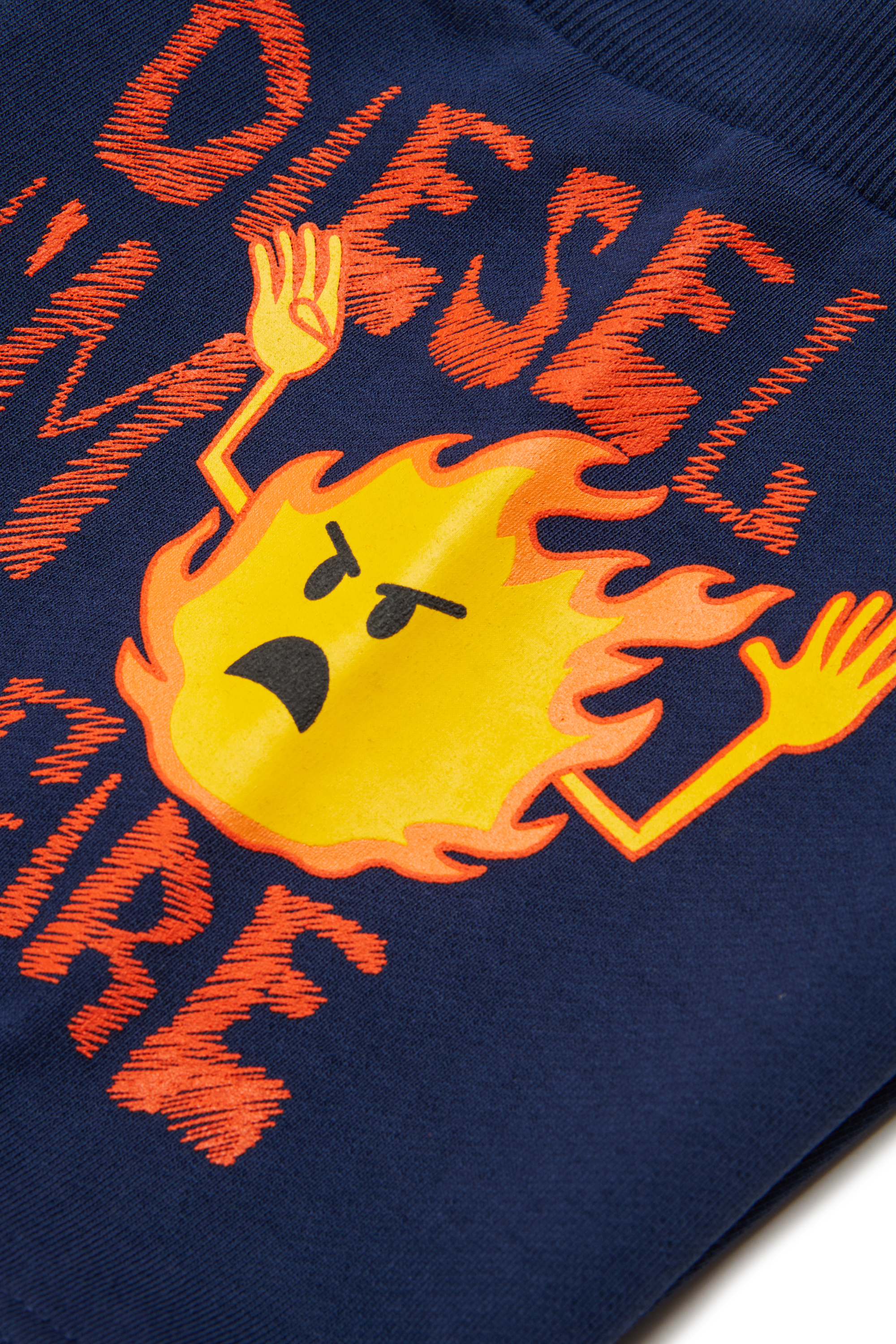 Diesel - PENDB, Man's Sweat shorts with fire print in Blue - 4