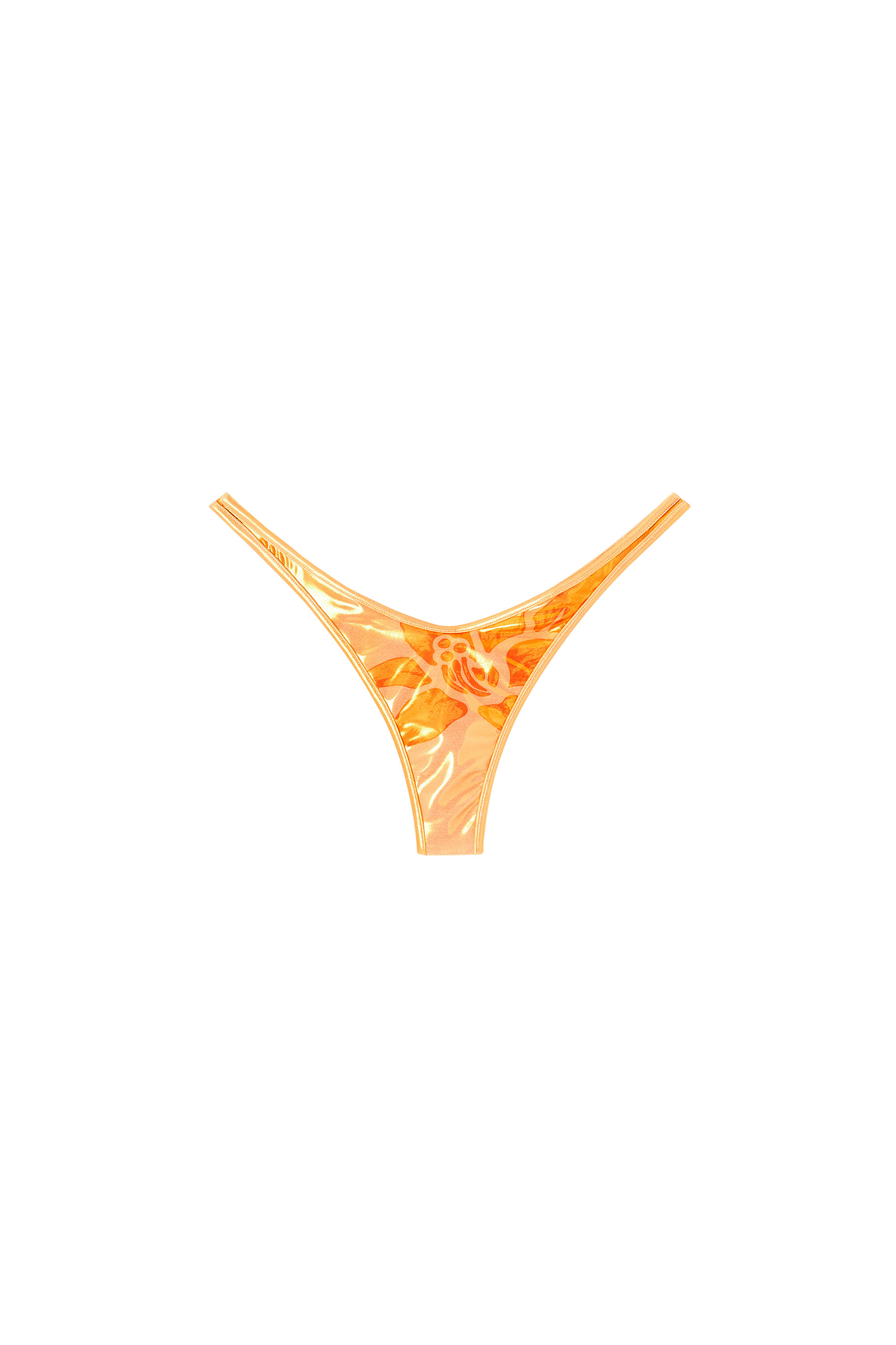 Diesel - MICRO-PUNCHY-D-CORE, Woman's Metallic bikini thong with lotus print in Orange - 4