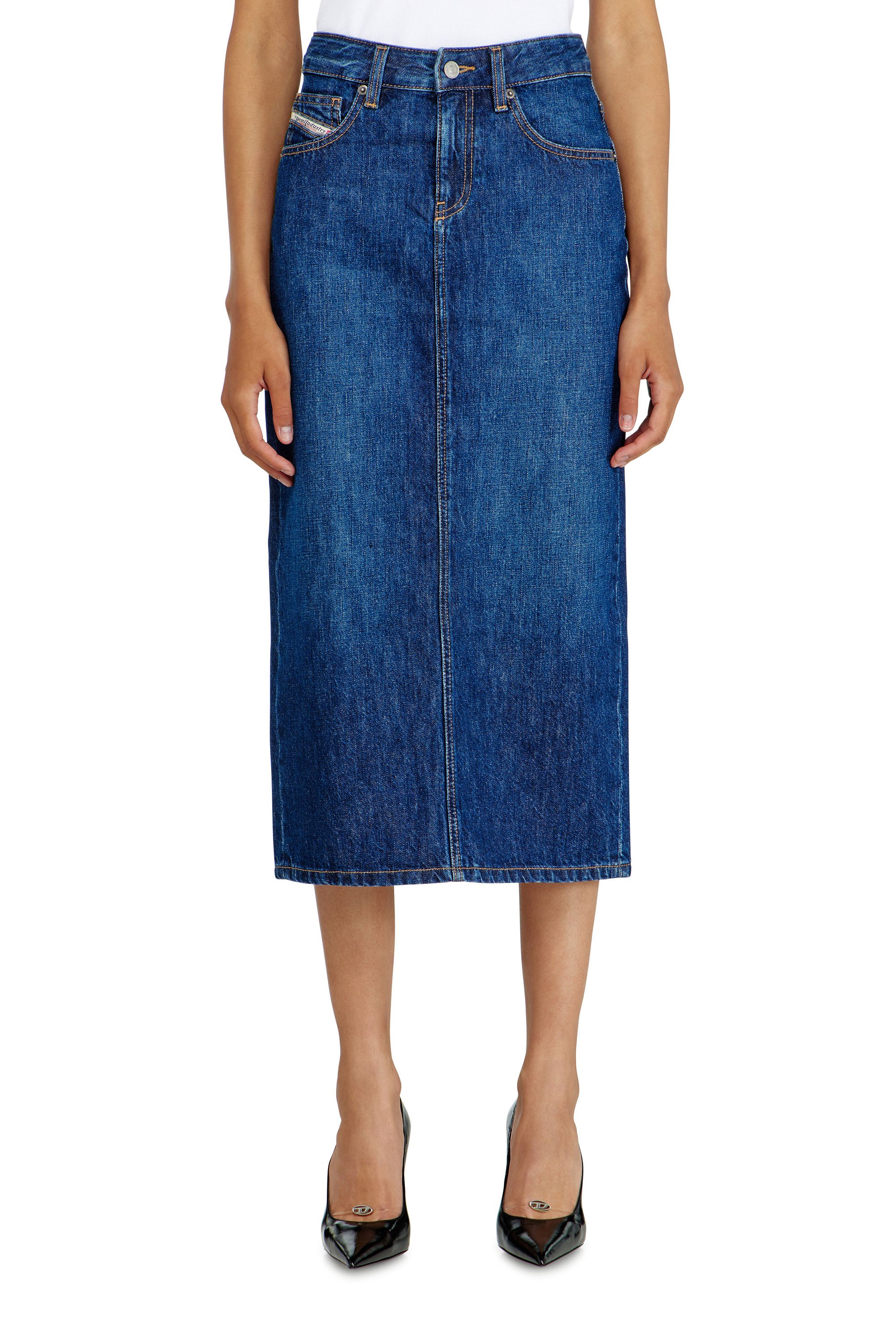 Diesel - DE-SKYE-D, Woman's Denim midi skirt in Medium blue - 2