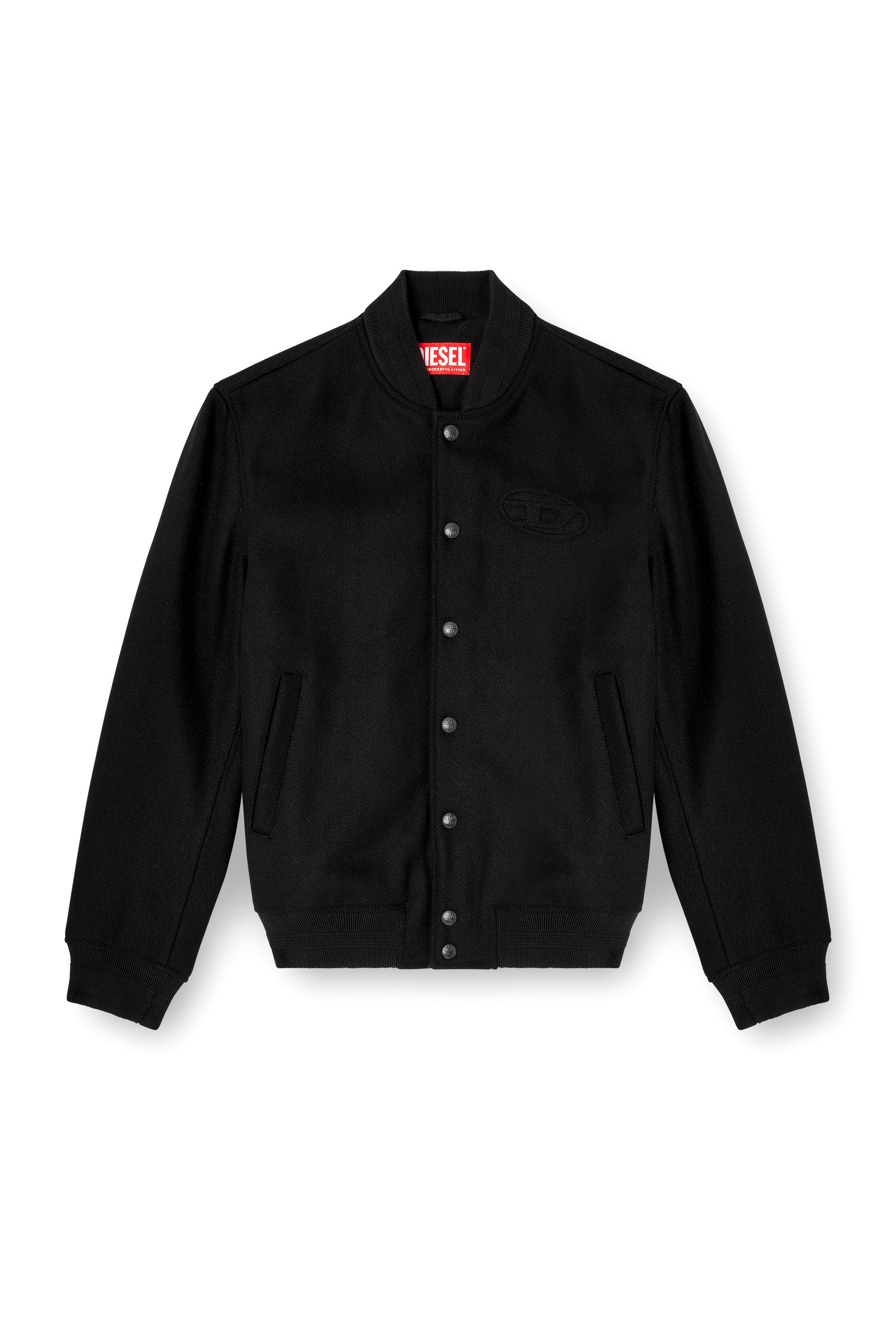 Diesel - J-ARRY, Man's Lined bomber jacket in wool blend in Black - 2