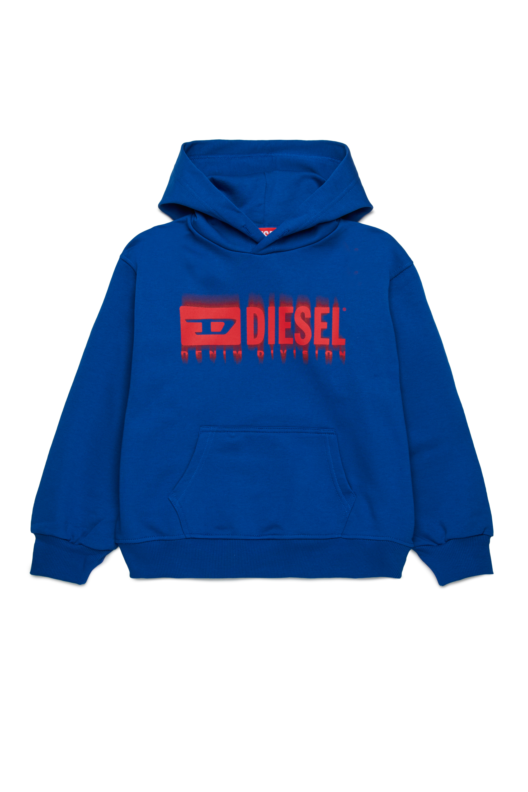 Diesel - SGINNHOODL5 OVER, Man's Hoodie with smudged logo in Blue - 1