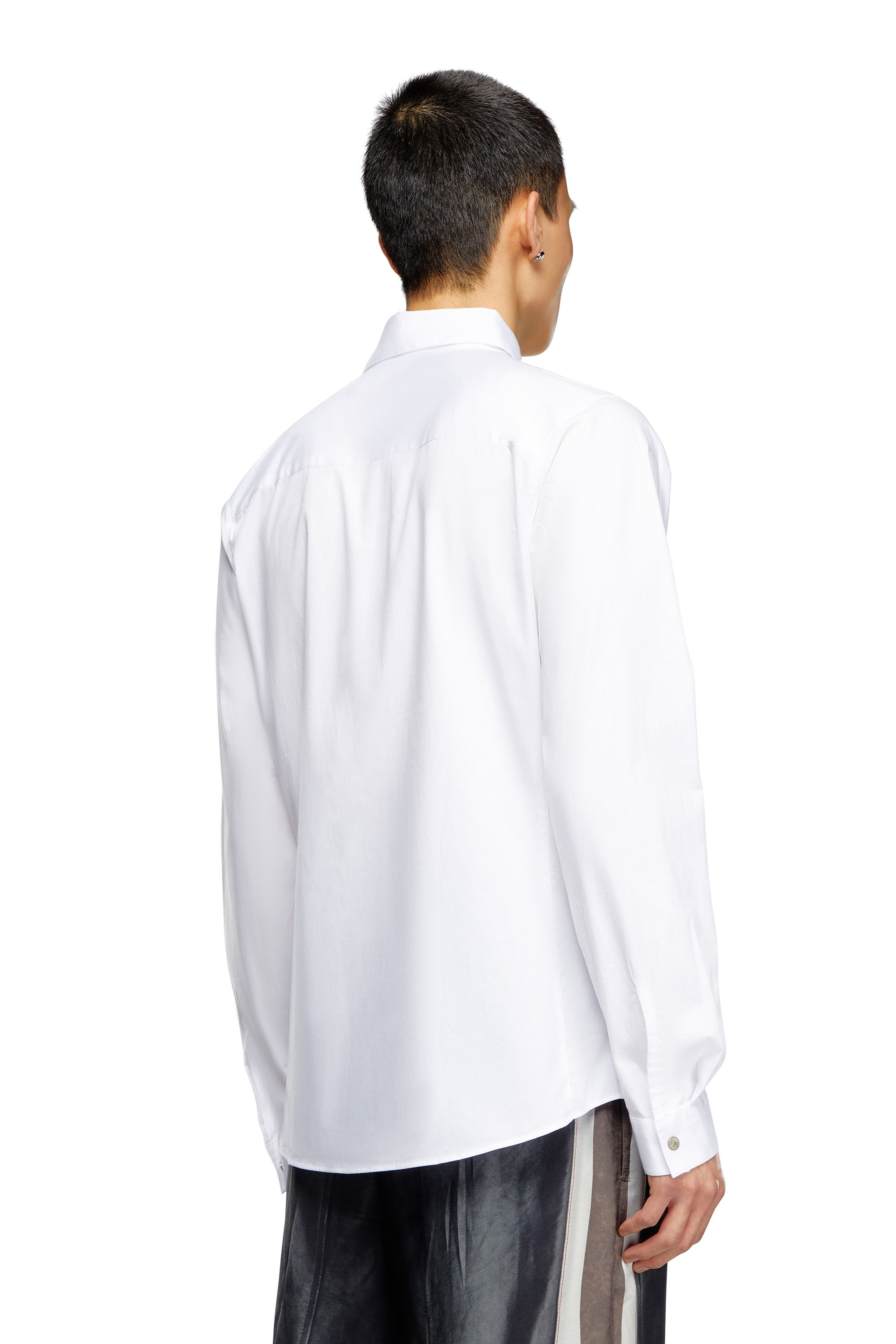 Diesel - S-FITTY-A, Man's Formal shirt with logo-embroidered collar in White - 4