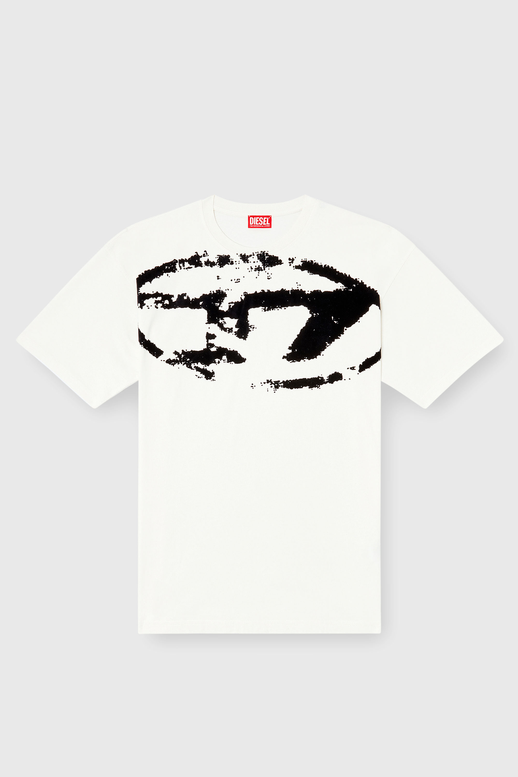 Diesel - T-BOXT-N14, Man's T-shirt with distressed flocked logo in White - 2