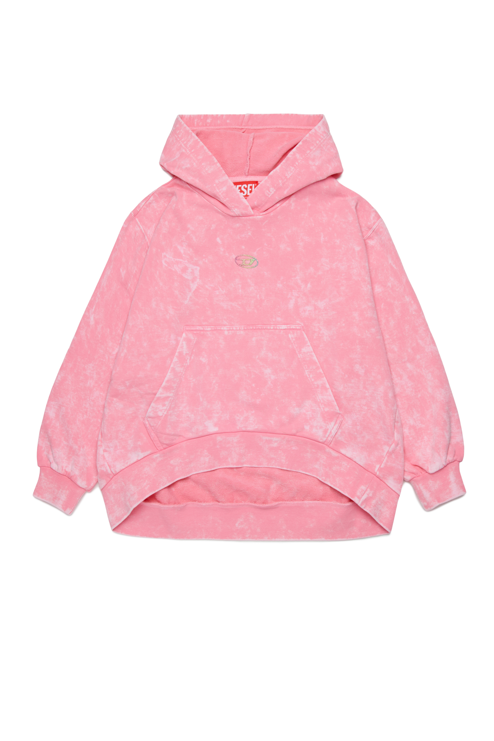 Diesel - SALIA, Woman's Hoodie in cotton with washed effect in Pink - 1