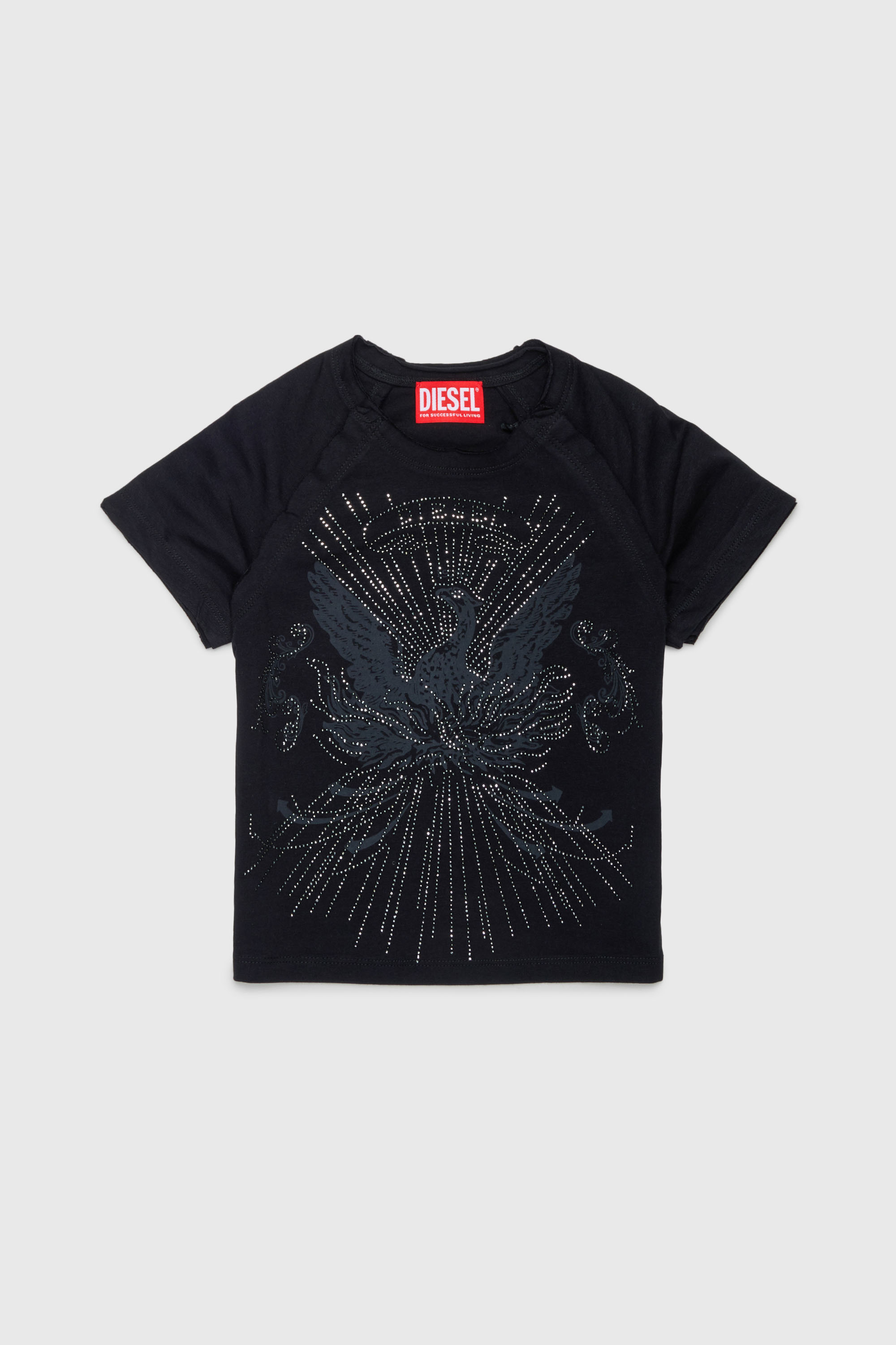 Diesel - TAROWEENA, Woman's T-shirt with embellished phoenix motif in Black - 1
