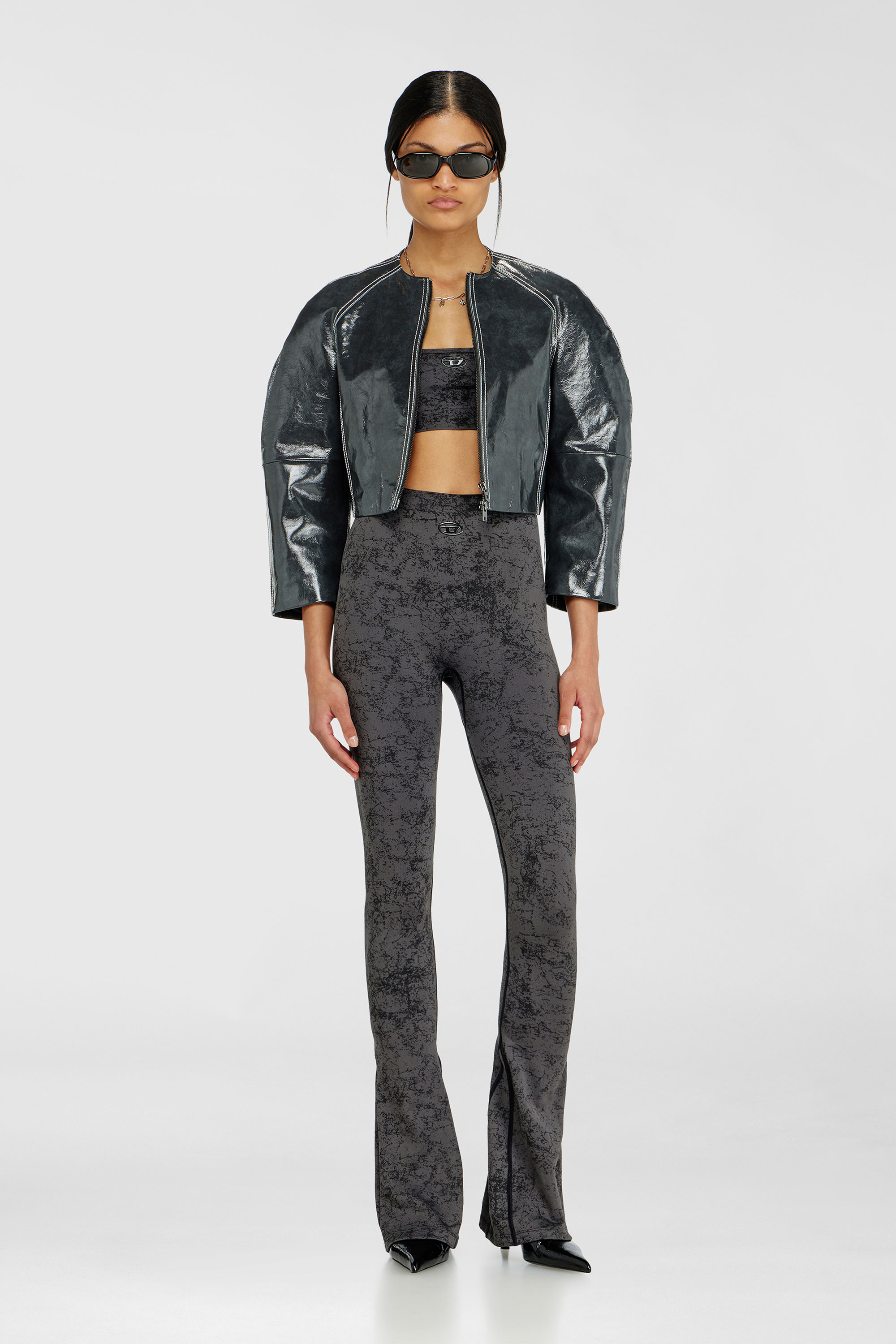 Diesel - CORNELIA-UTLT, Woman's Fared leggings with utilitarian print in Dark grey - 1