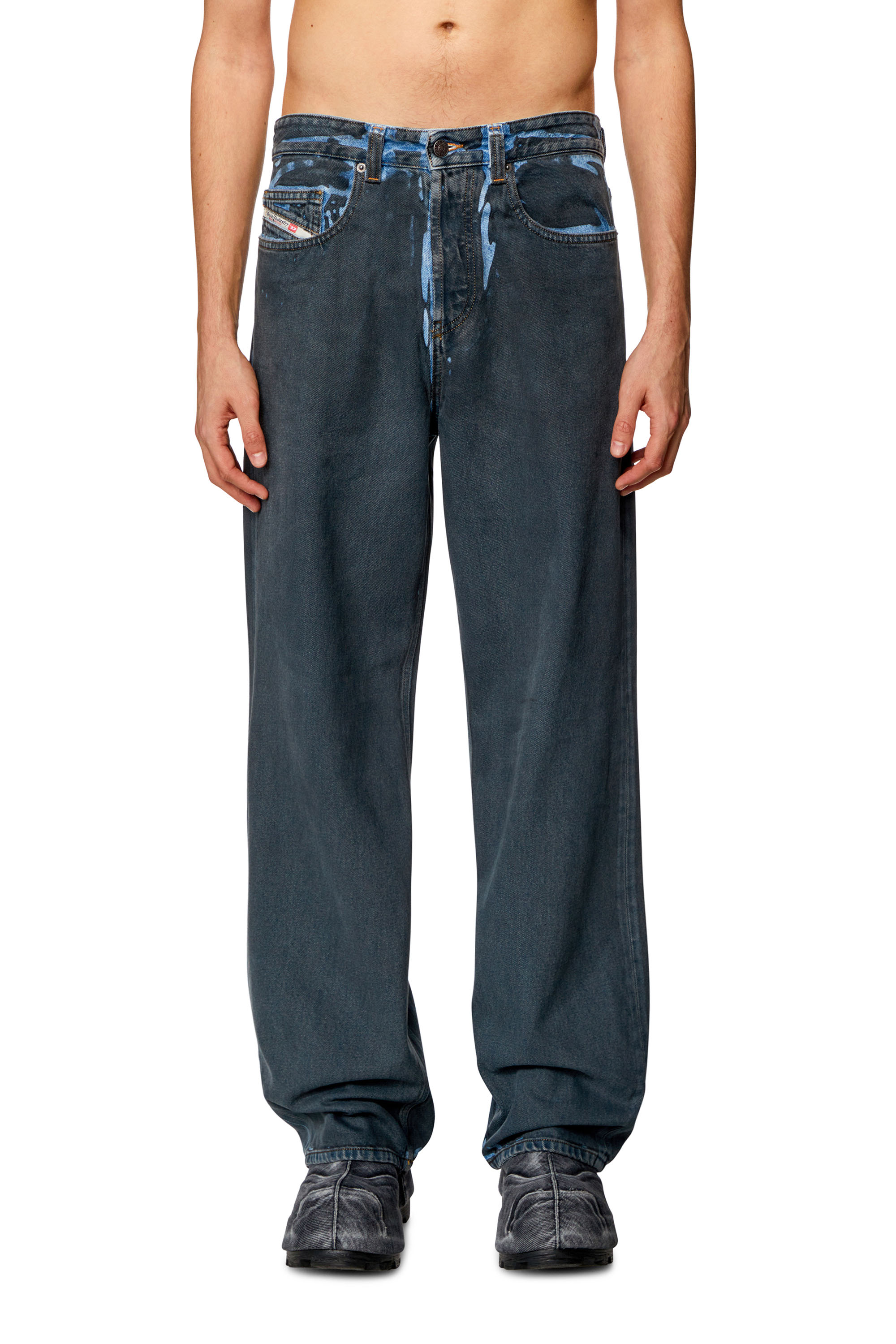 Diesel - Man Straight Jeans 2001 D-Macro 09I47, Black/Dark grey - Image 1