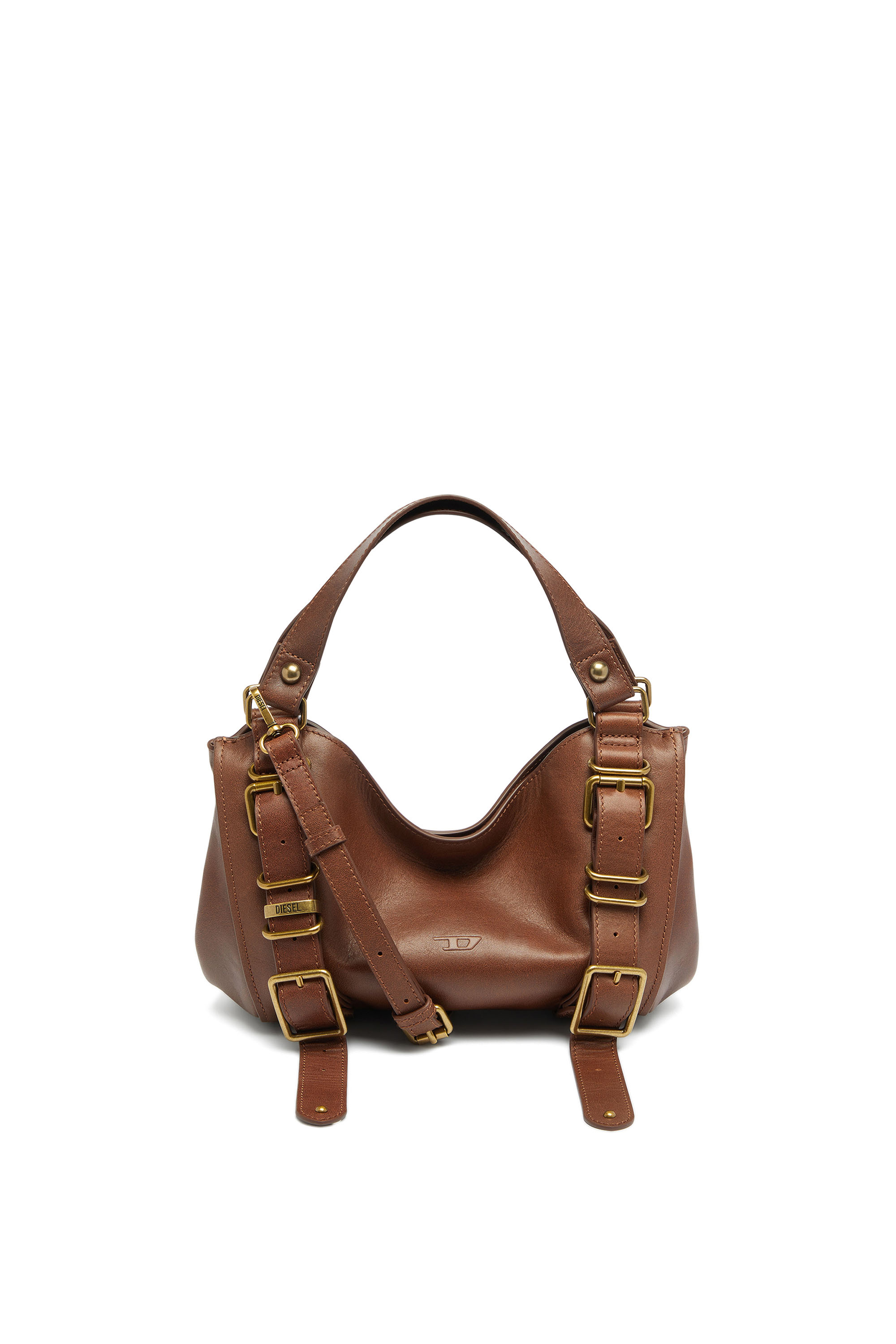 Diesel - D-ONE TOPHANDLE S, Woman's D-One-Small top-handle bag in treated leather in Brown - 2