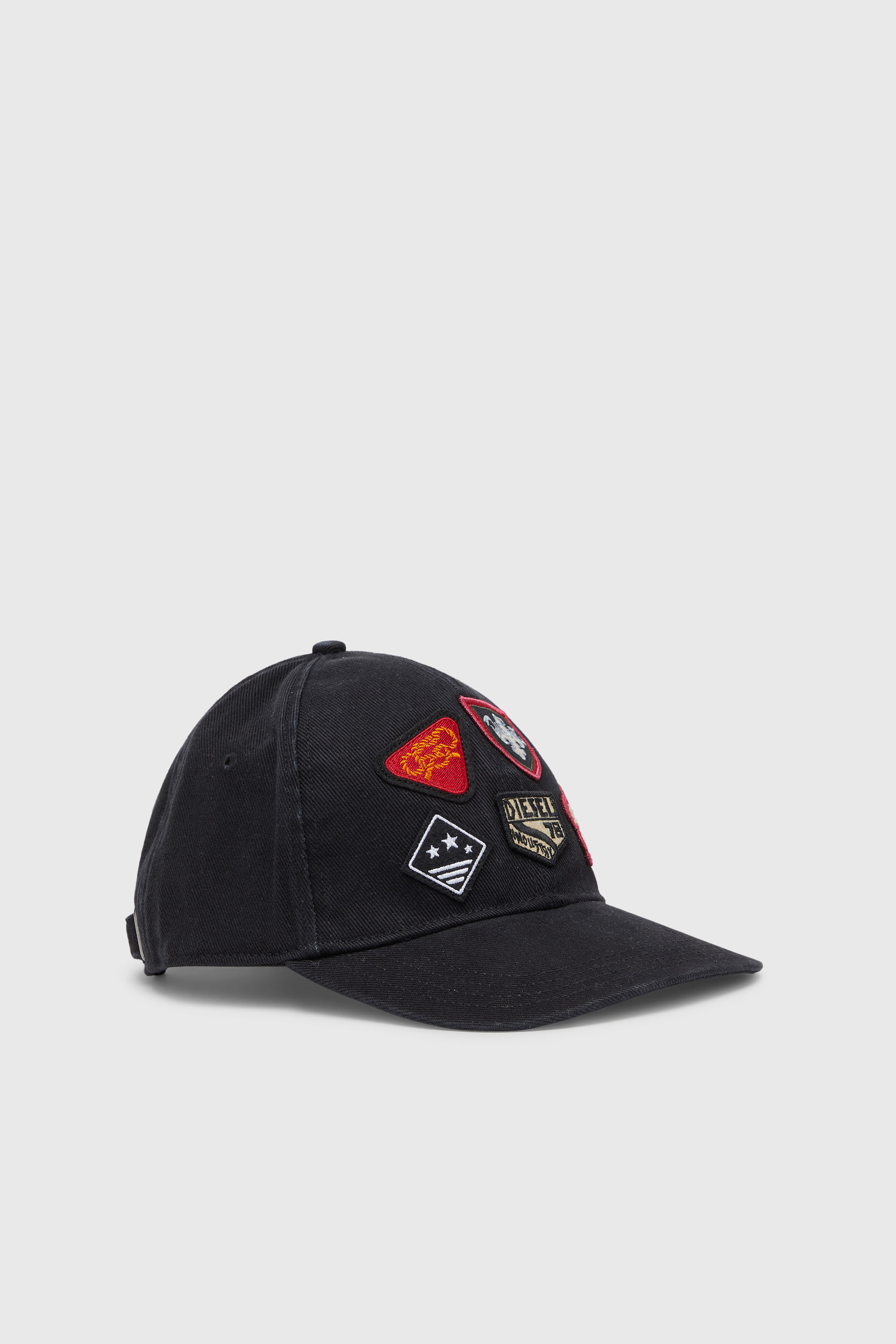 Diesel - C-SCUD, Man's Baseball cap with embroidered patches in Black - 1