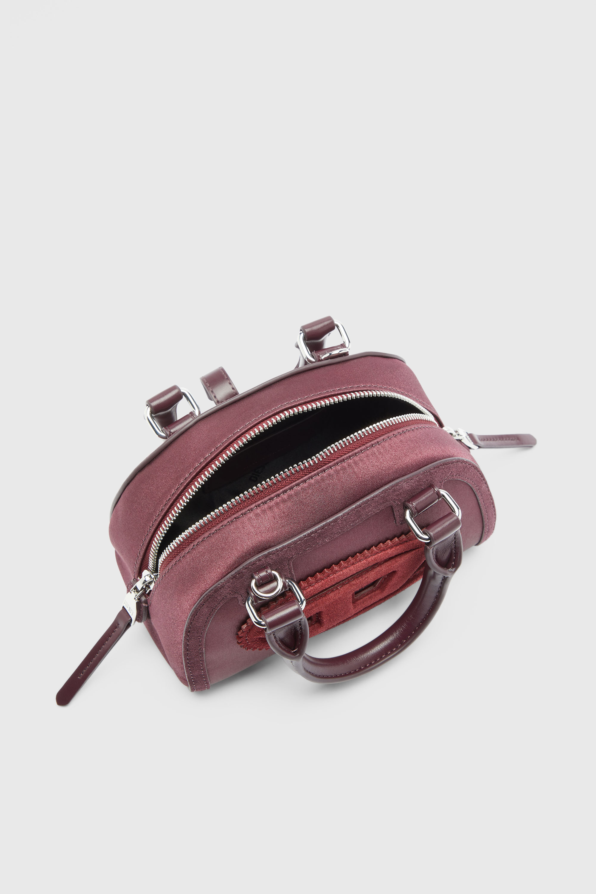 Diesel - 1DR DOME CROSSBODY, Woman's 1DR Dome - Mini crossbody bag in satin and suede in Burgundy - 5